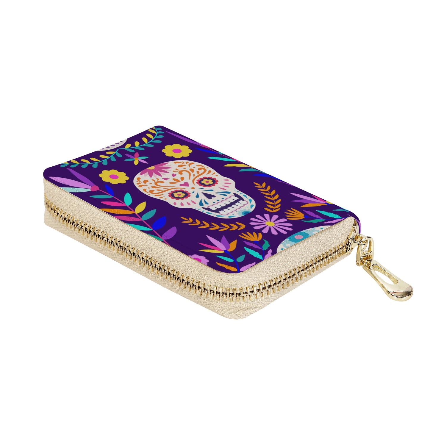 Sugar skull day of the dead Zipper Card Holder