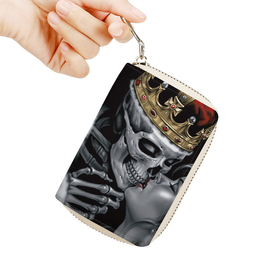King skull grim reaper kiss girl Zipper Card Holder
