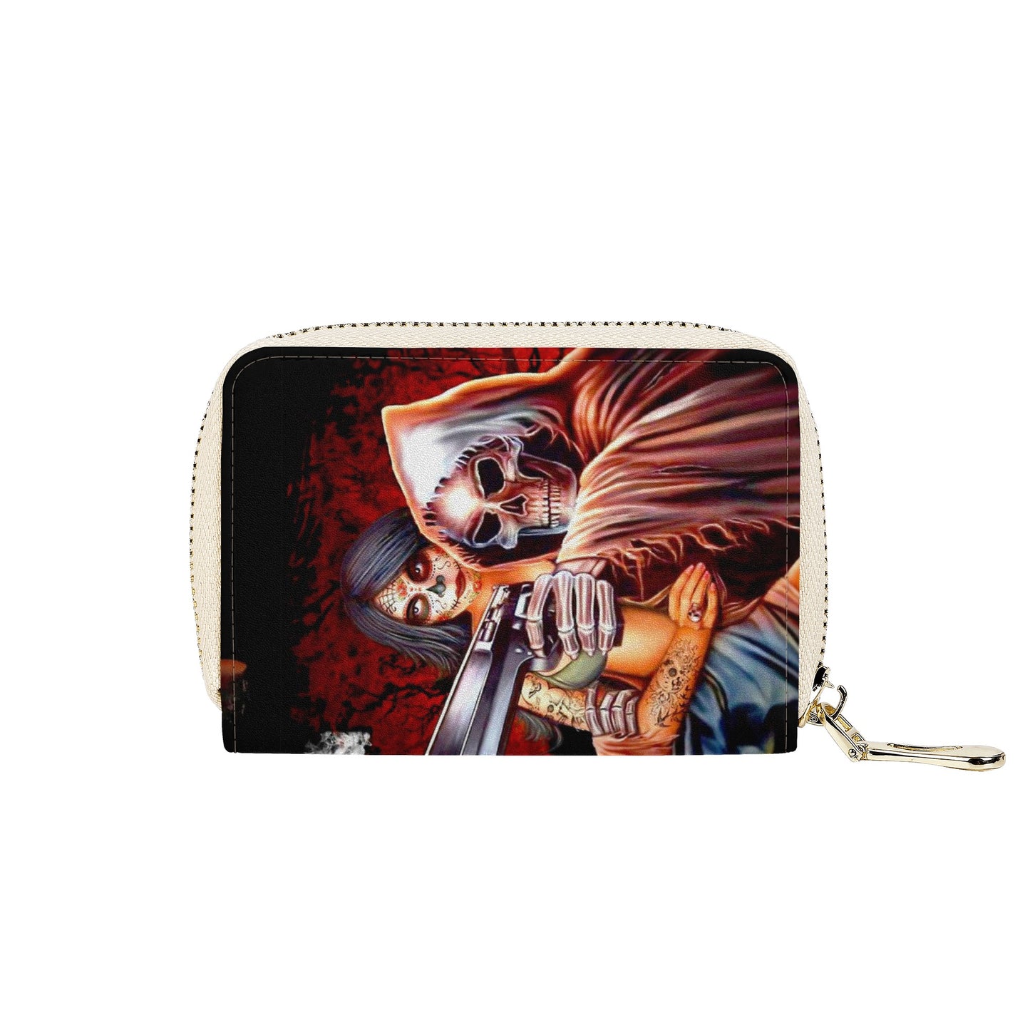 Grim reaper and girl Zipper Card Holder