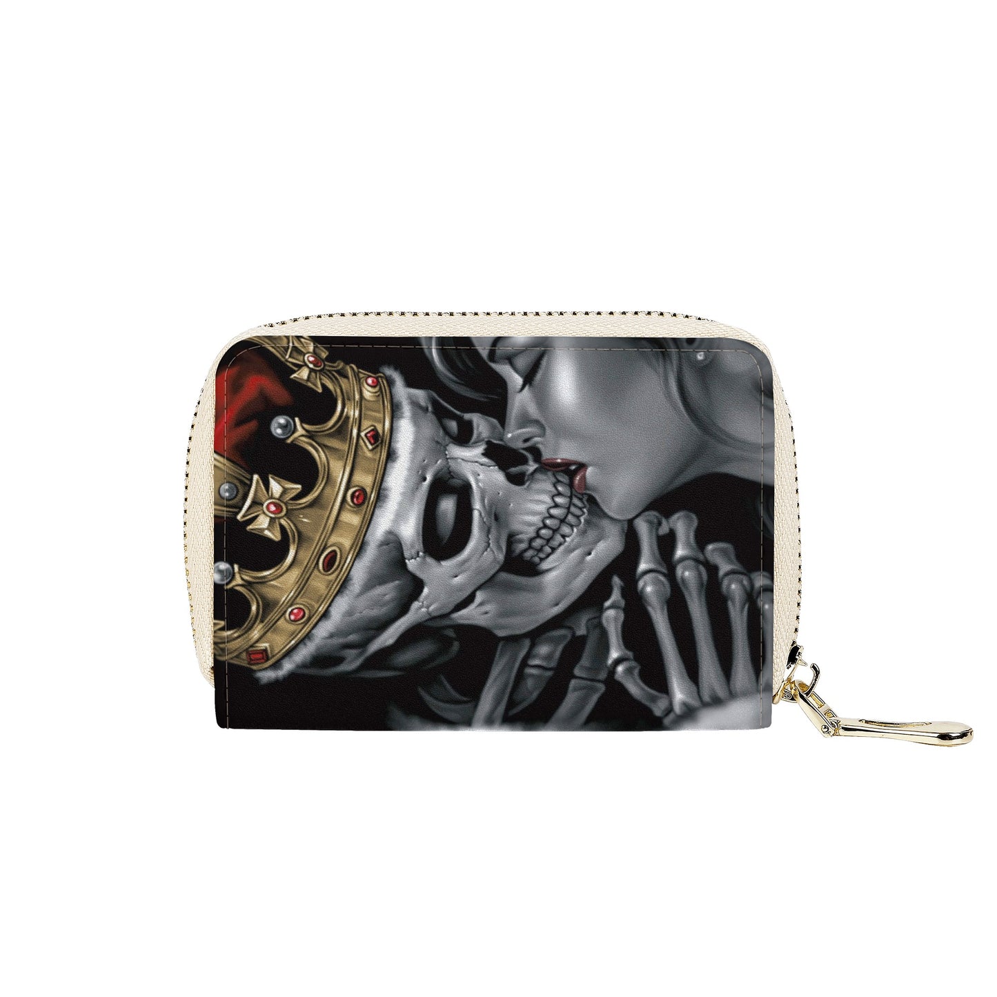 King skull grim reaper kiss girl Zipper Card Holder