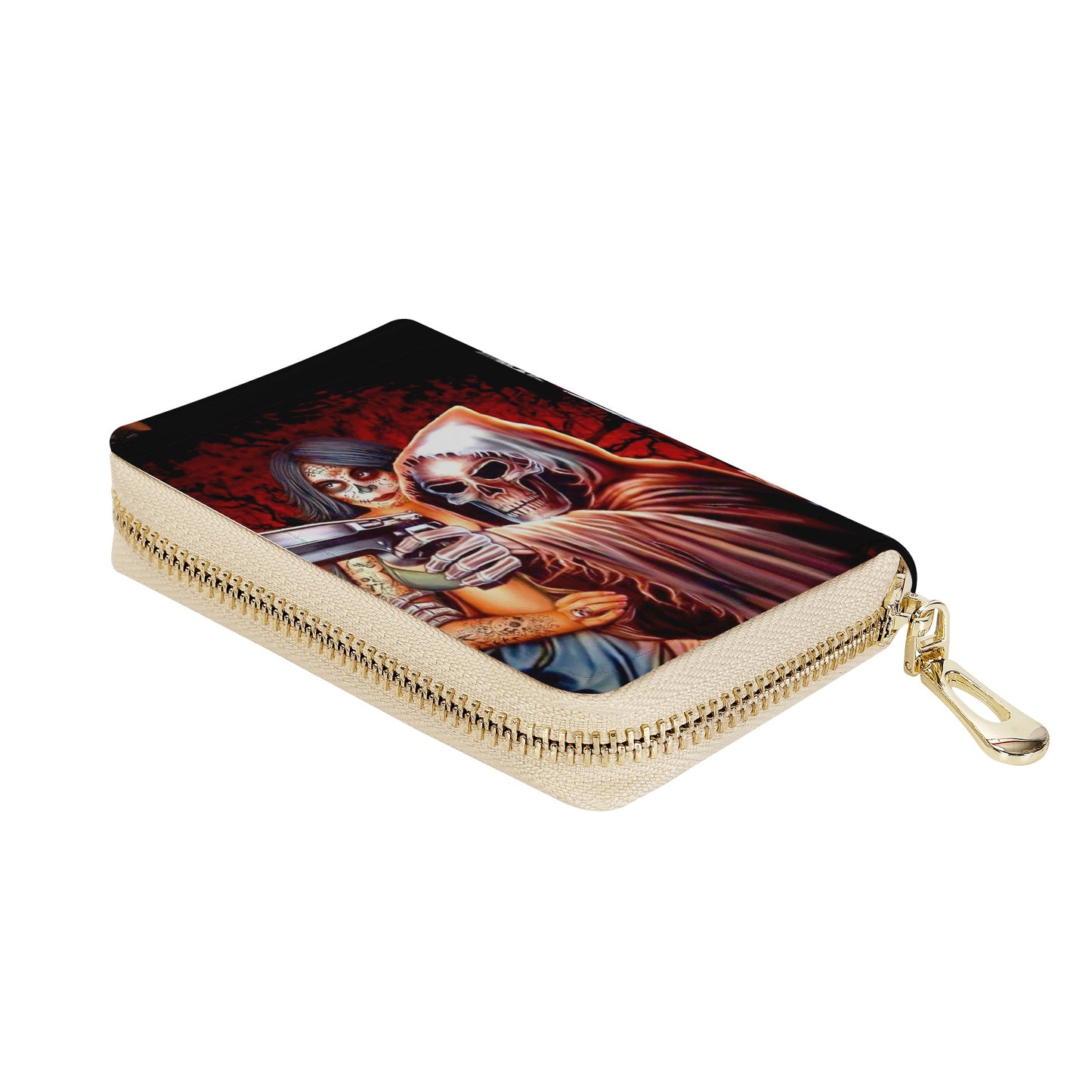 Grim reaper and girl Zipper Card Holder