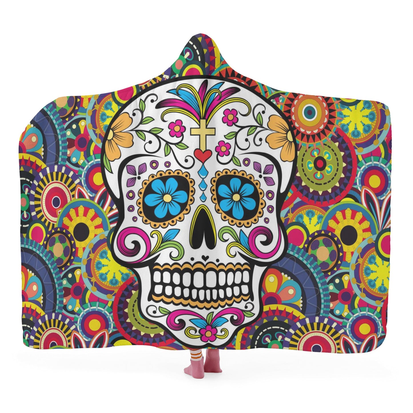 Floral day of the dead Hooded Blanket