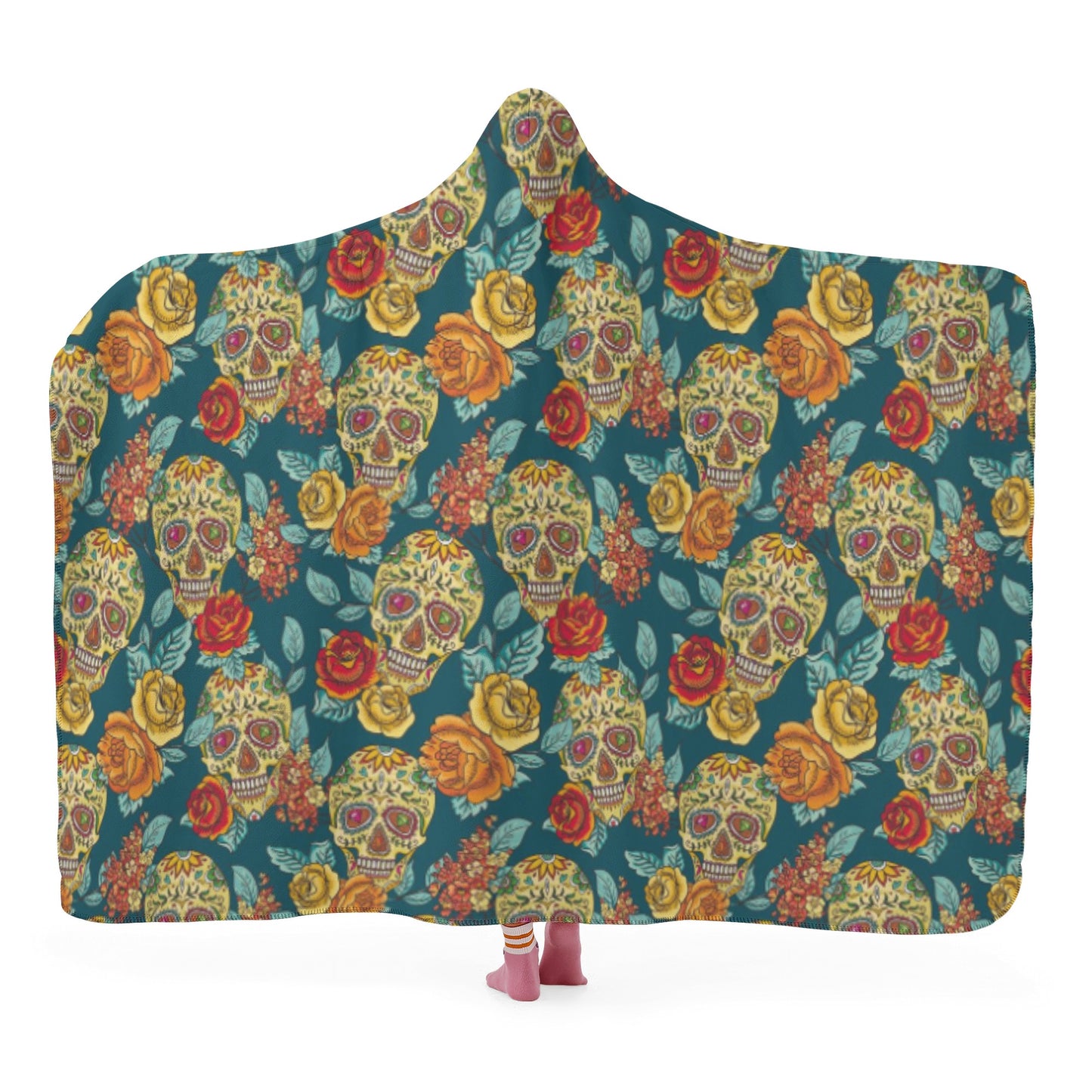 Sugar skull Christmas blanket Hooded Blanket