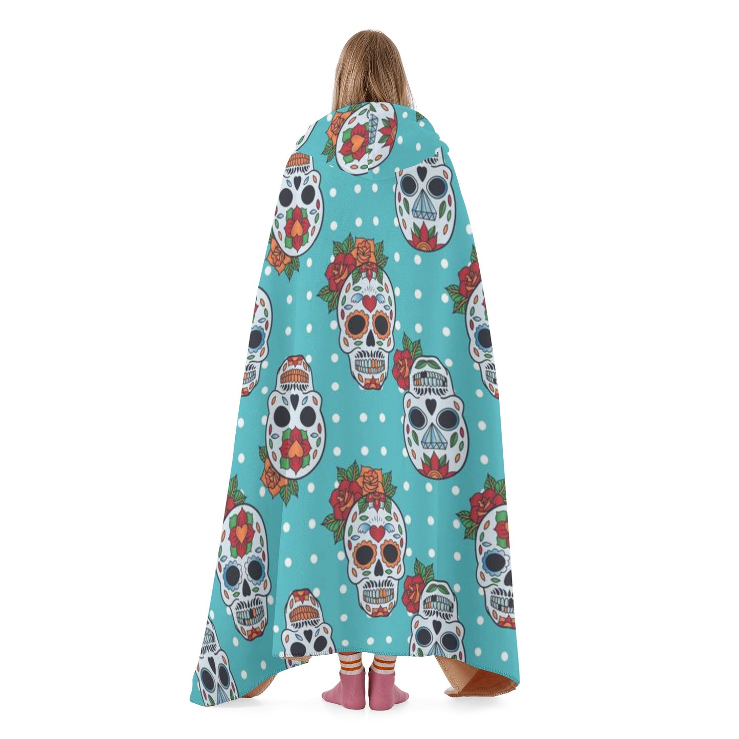 Sugar skull rose Hooded Blanket