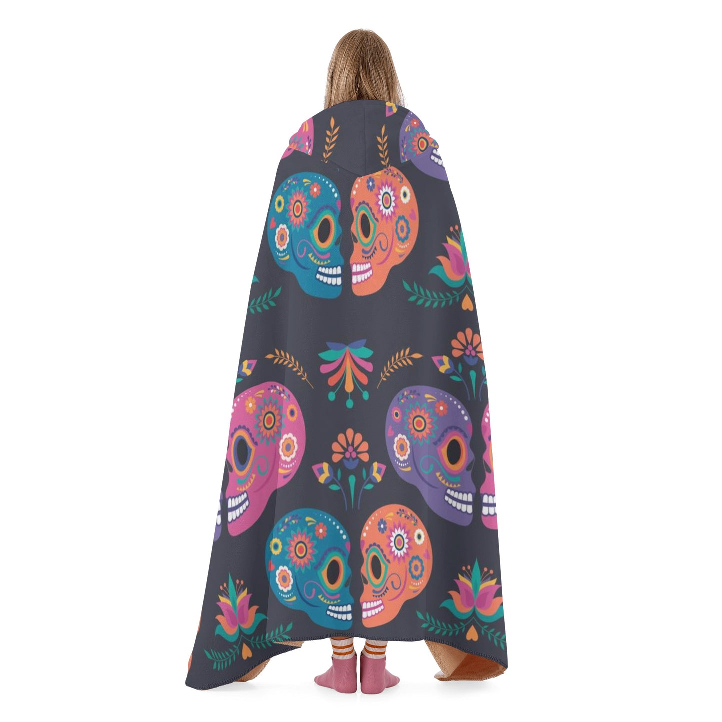 Sugar skull couple Hooded Blanket