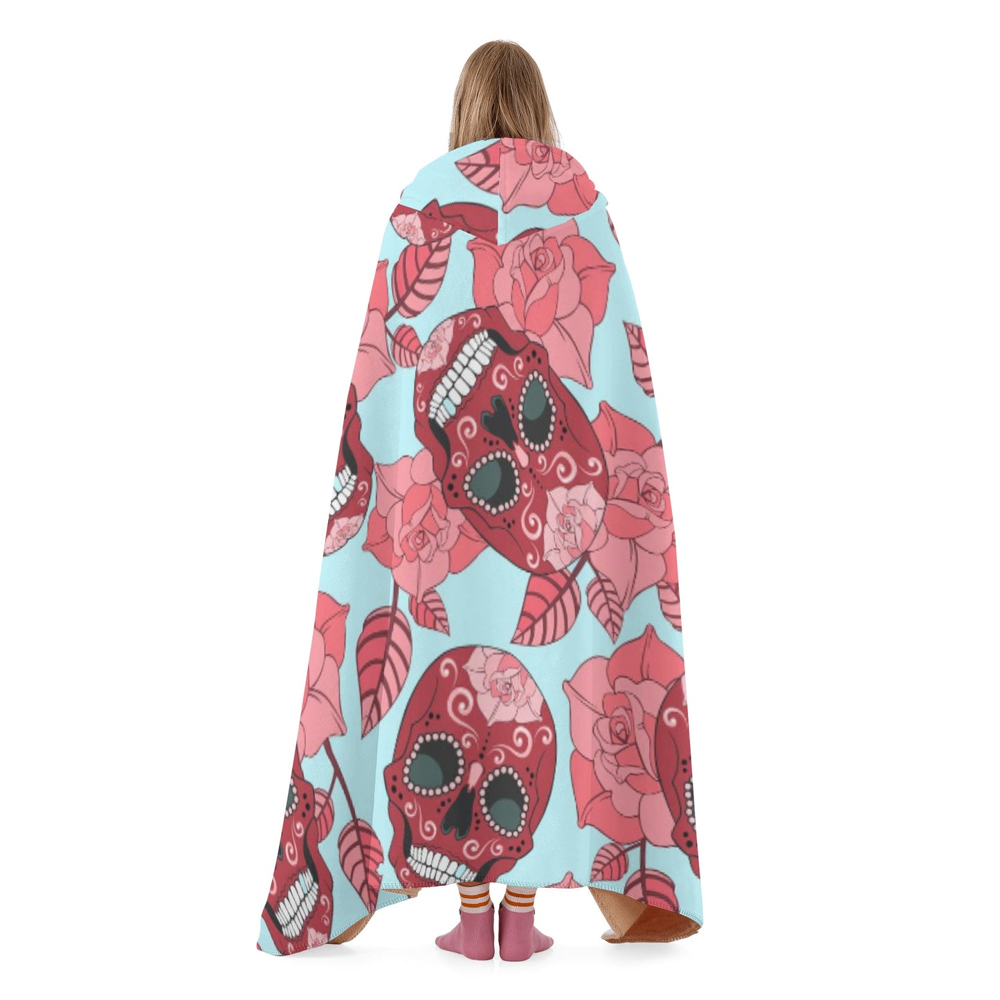 Sugar skull day of the dead Hooded Blanket