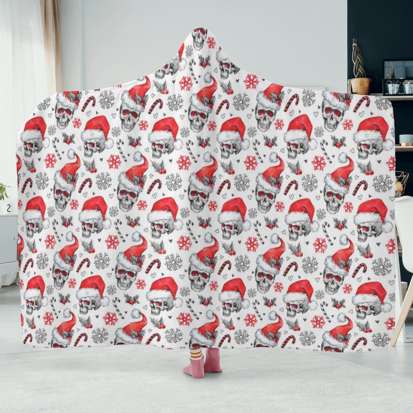 Santa claus skull Hooded Blanket