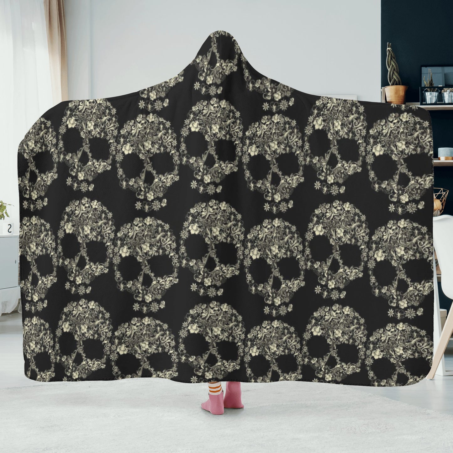 Mexican skull Calaveras Hooded Blanket