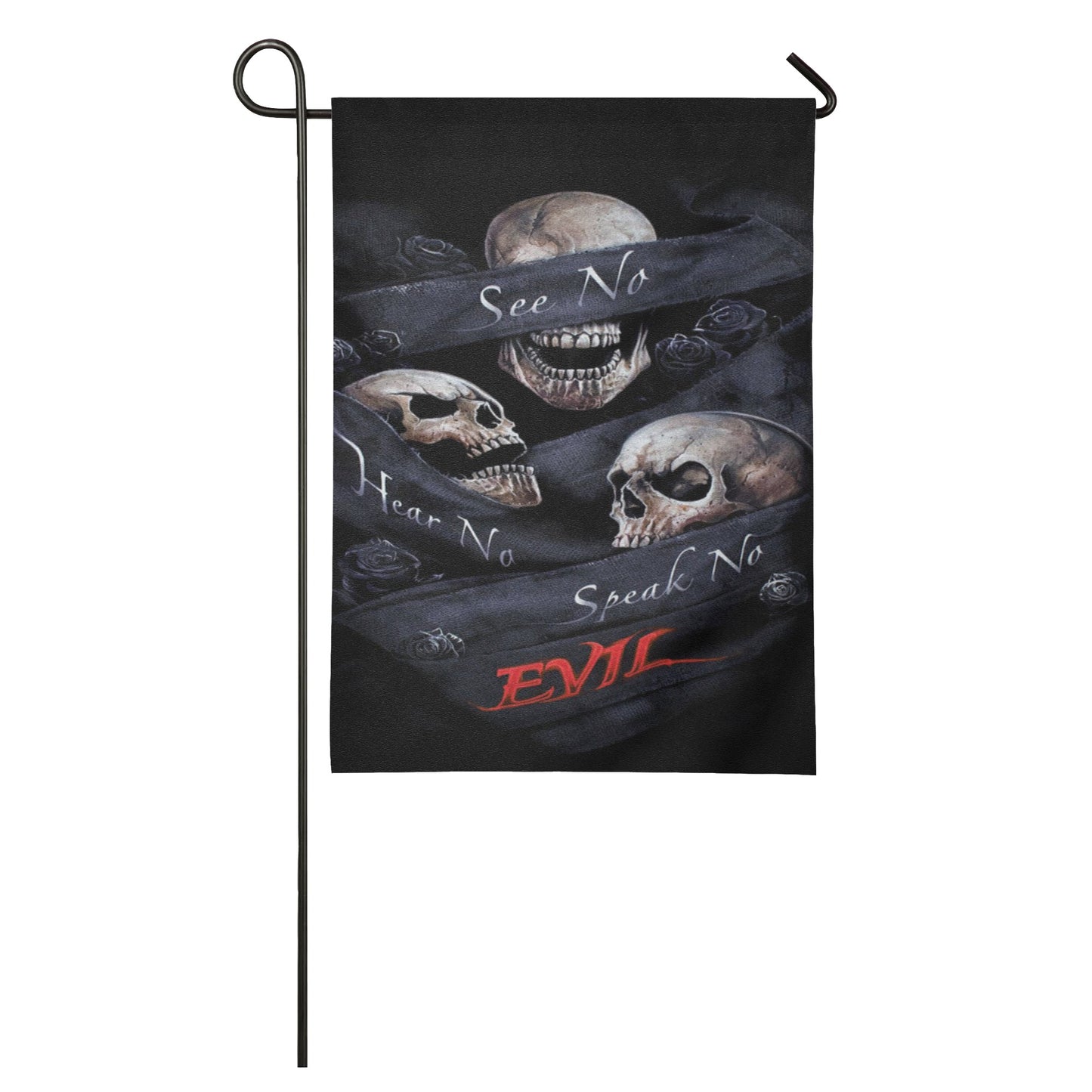 No see no hear no speak evils skull S Size Garden Flag