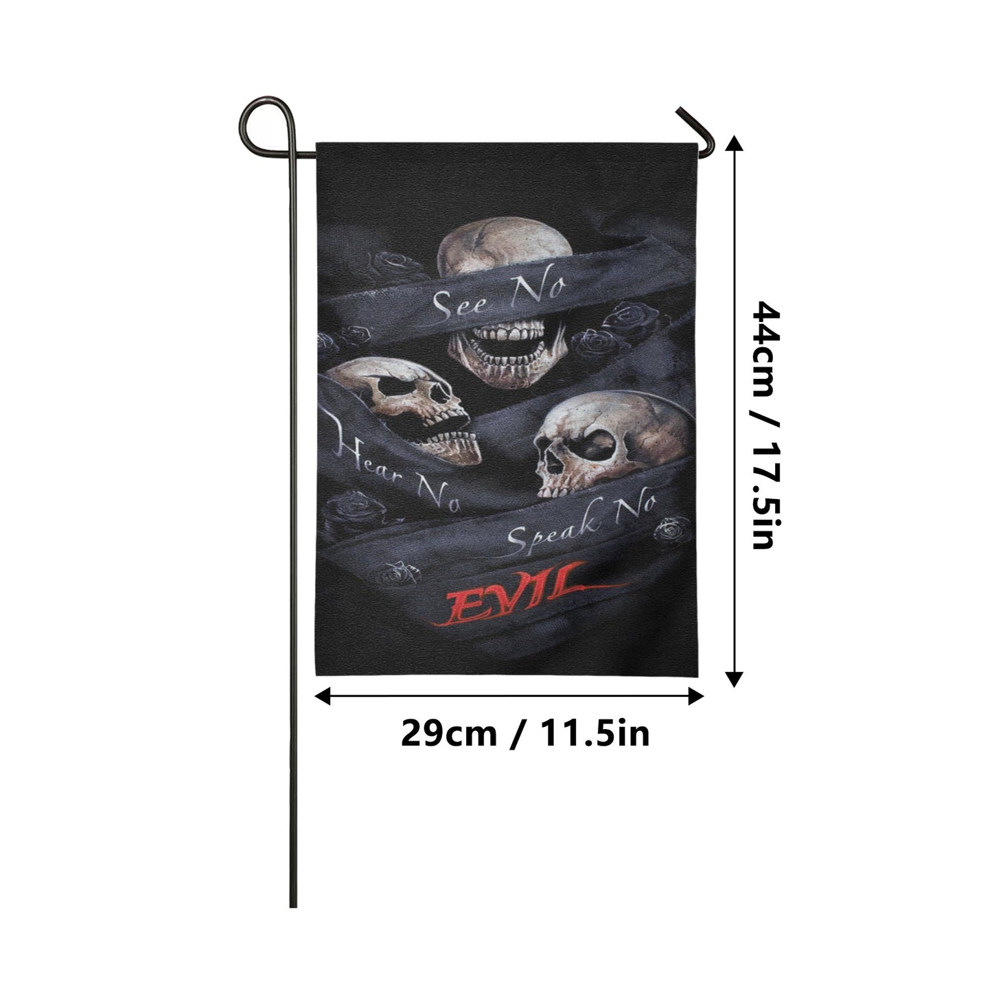 No see no hear no speak evils skull S Size Garden Flag