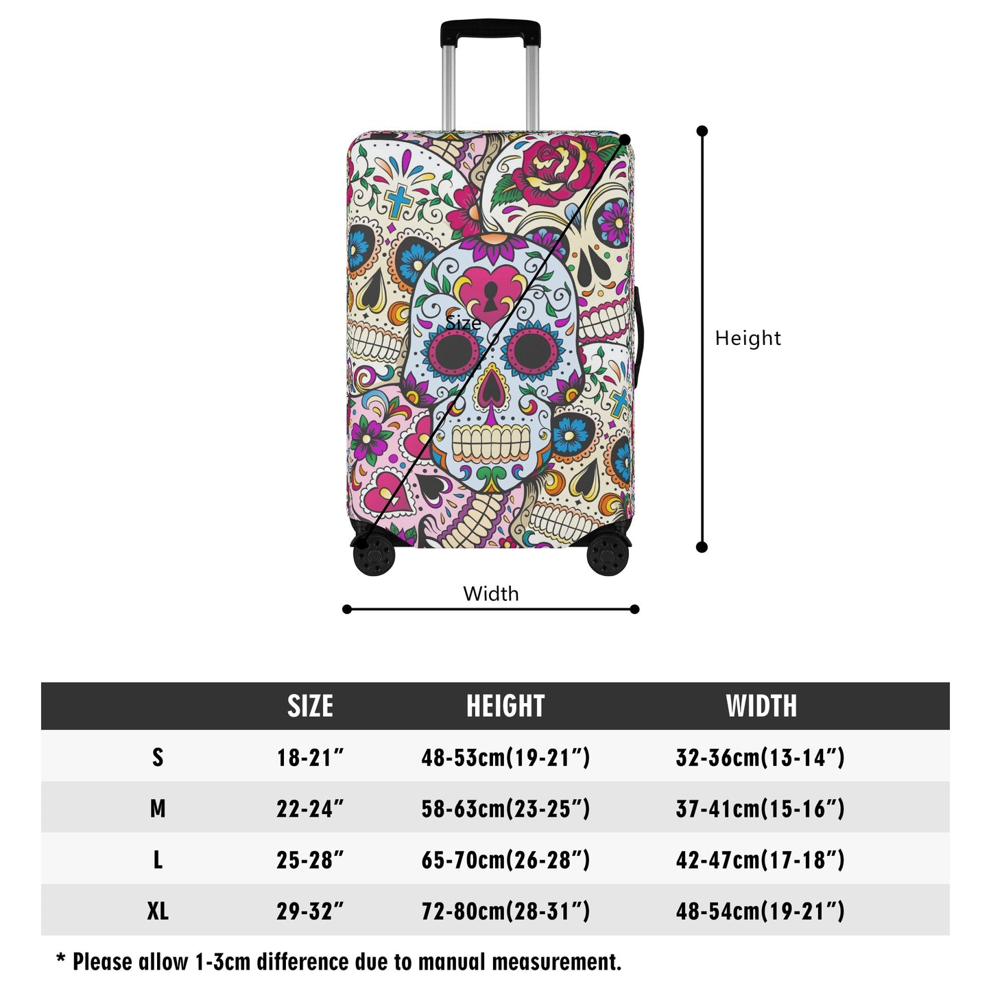Sugar skull pattern day of the dead Polyester Luggage Cover