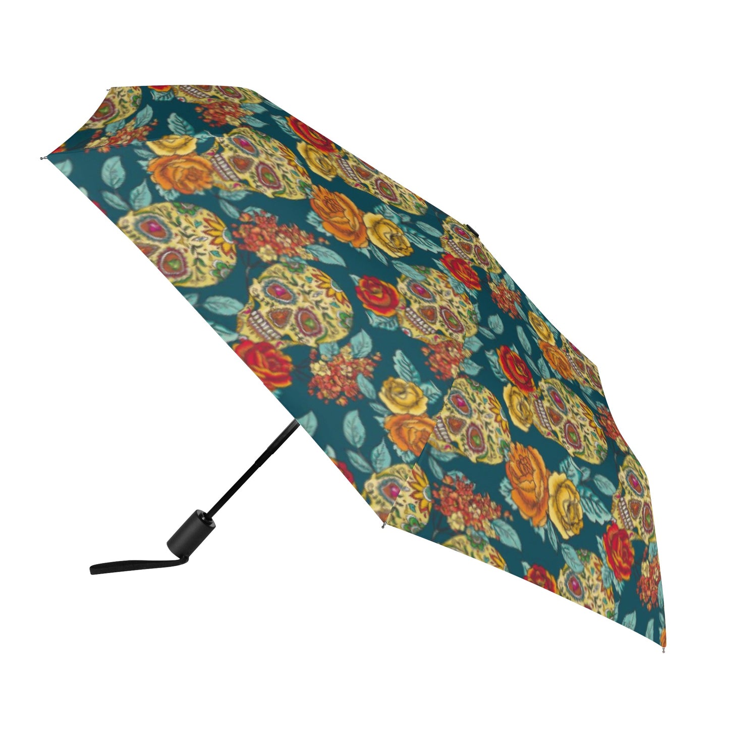 Sugar skull day of the dead pattern Fully Auto Open & Close Umbrella Printing Outside