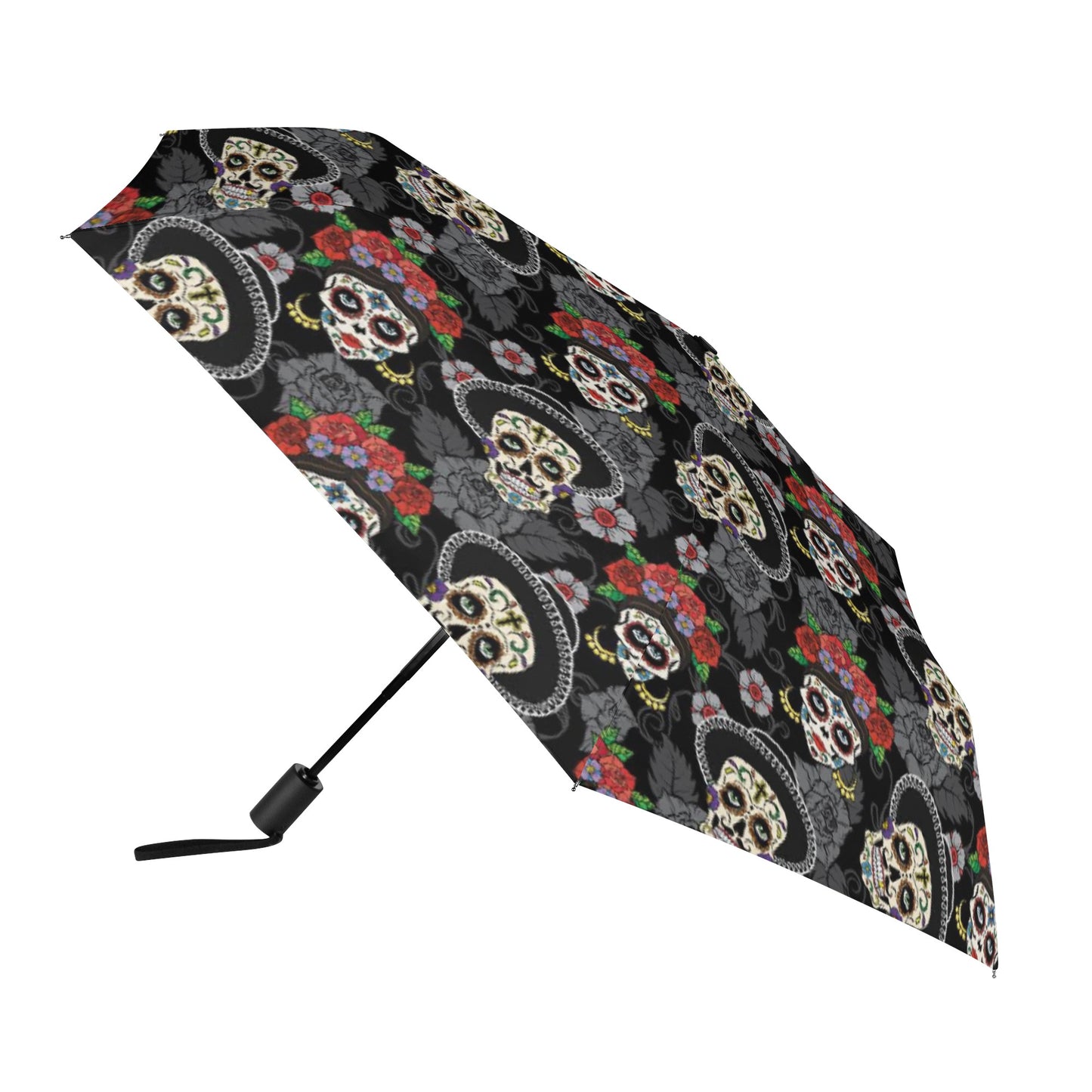 Dia de los muertos sugar skull pattern Fully Auto Open & Close Umbrella Printing Outside