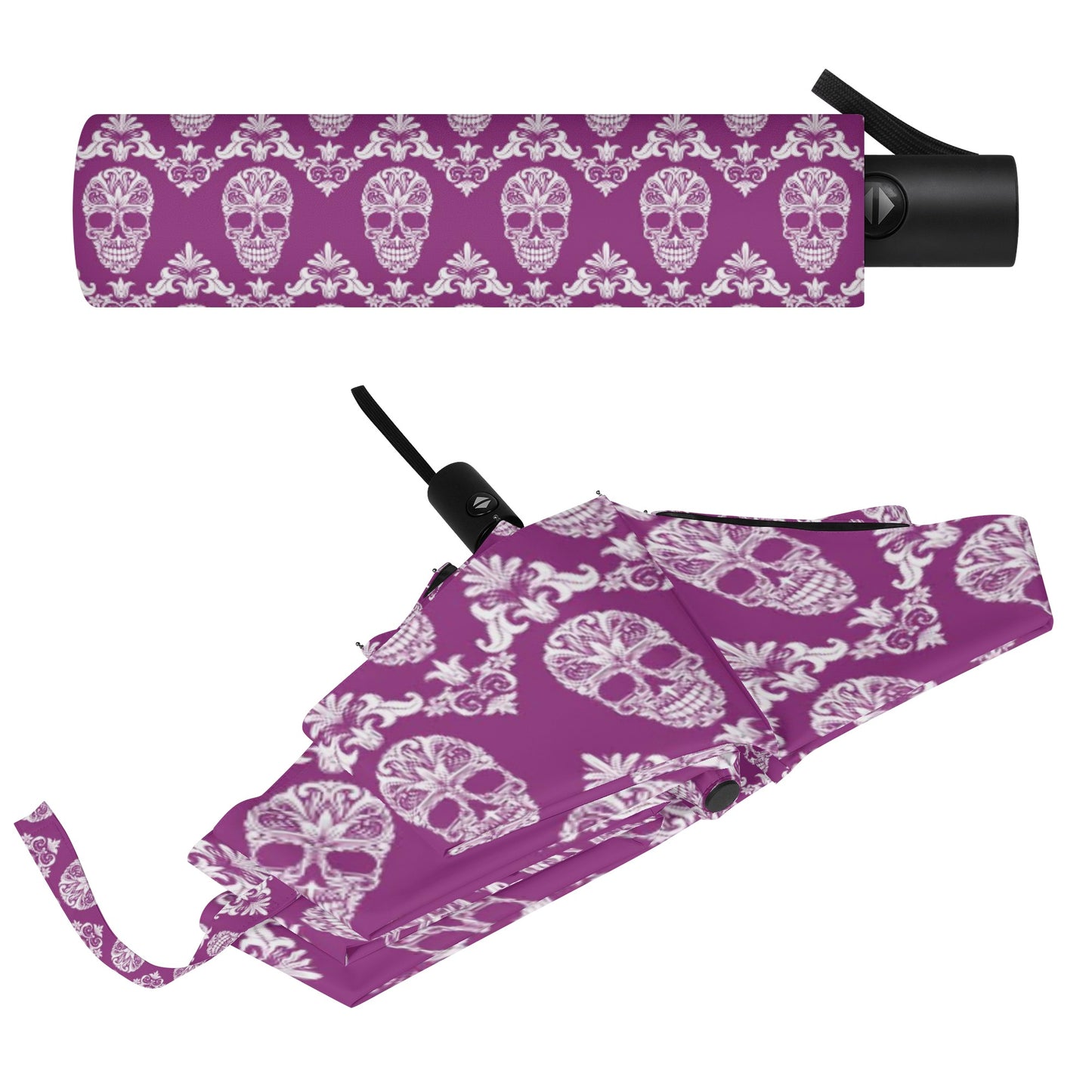 Sugar skull pattern dia de los muertos Fully Auto Open & Close Umbrella Printing Outside