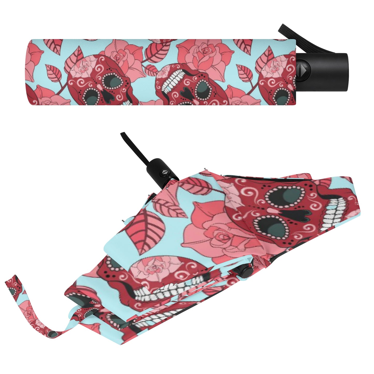 Floral candy skulls Fully Auto Open & Close Umbrella Printing Outside