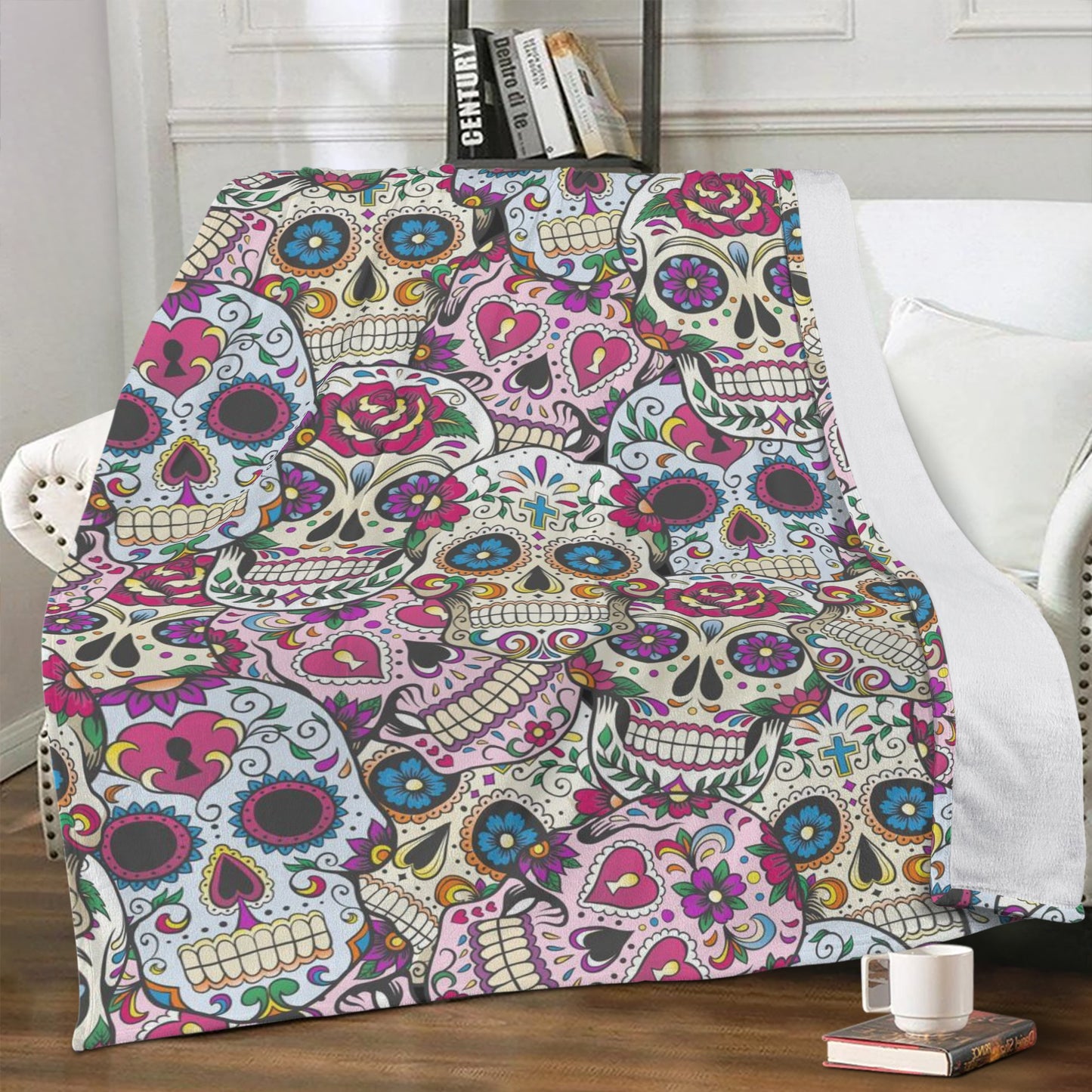 Day of the dead pattern sugar skull Blanket Fleece