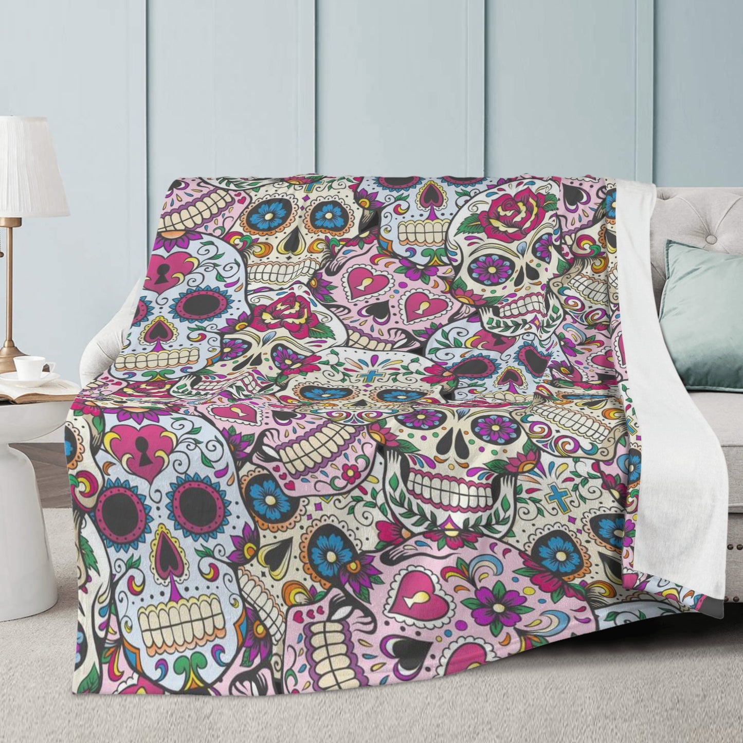 Day of the dead pattern sugar skull Blanket Fleece