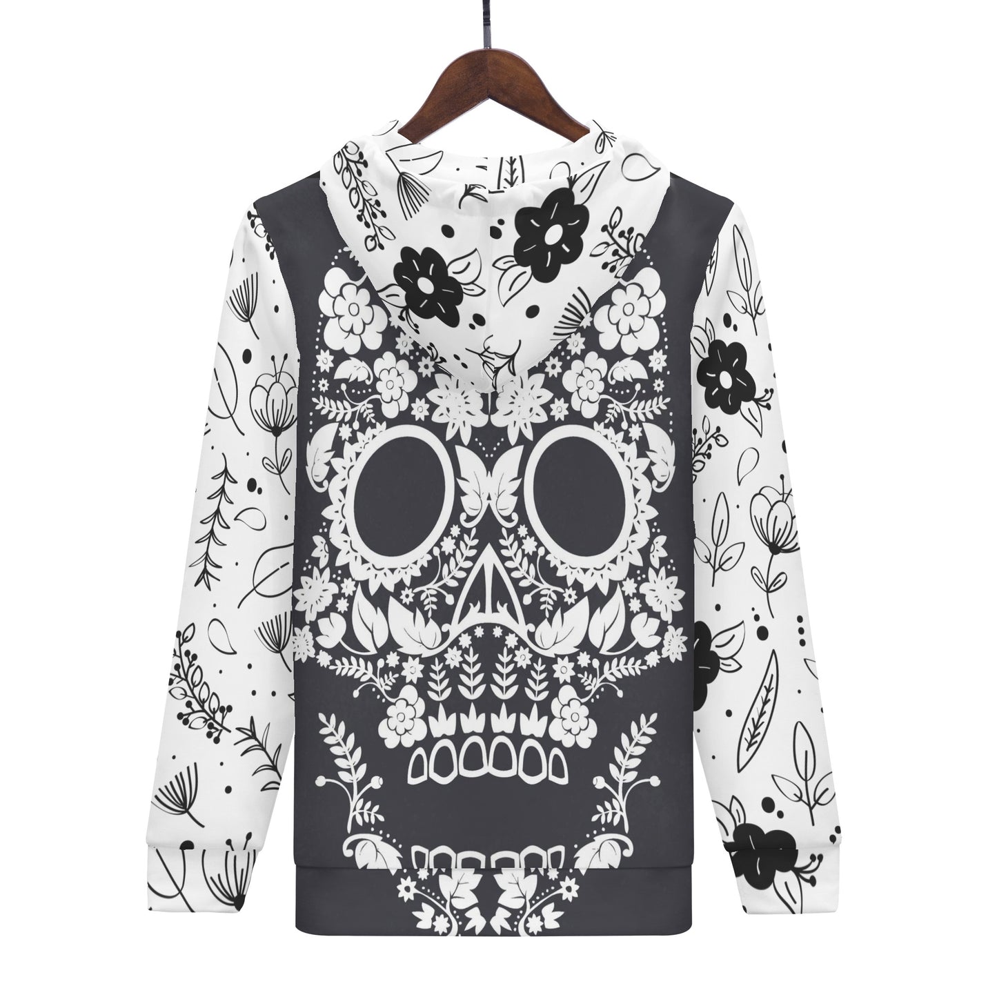 Beautiful floral sugar skull Women's All Over Print Zip Hoodie