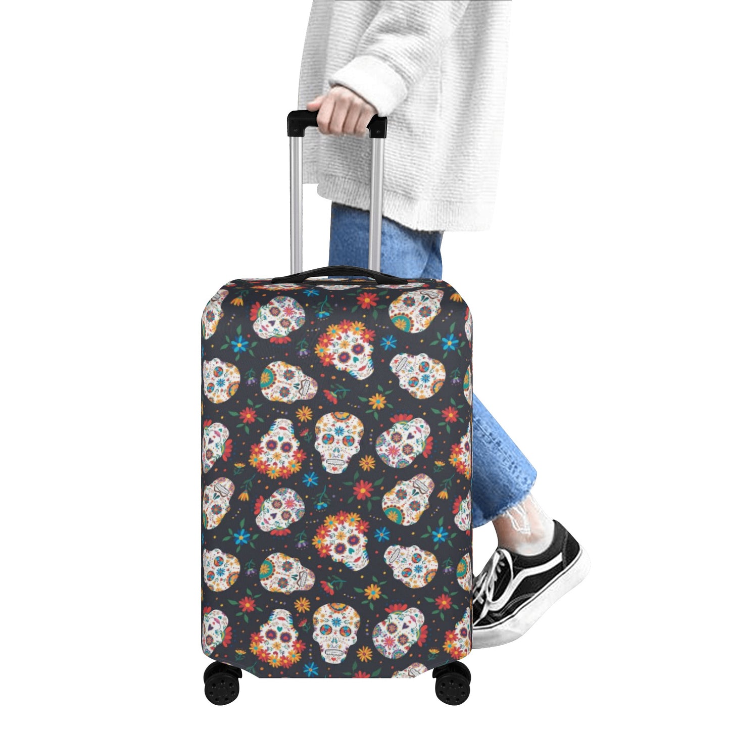 Dia de los muerots candy skulls Polyester Luggage Cover