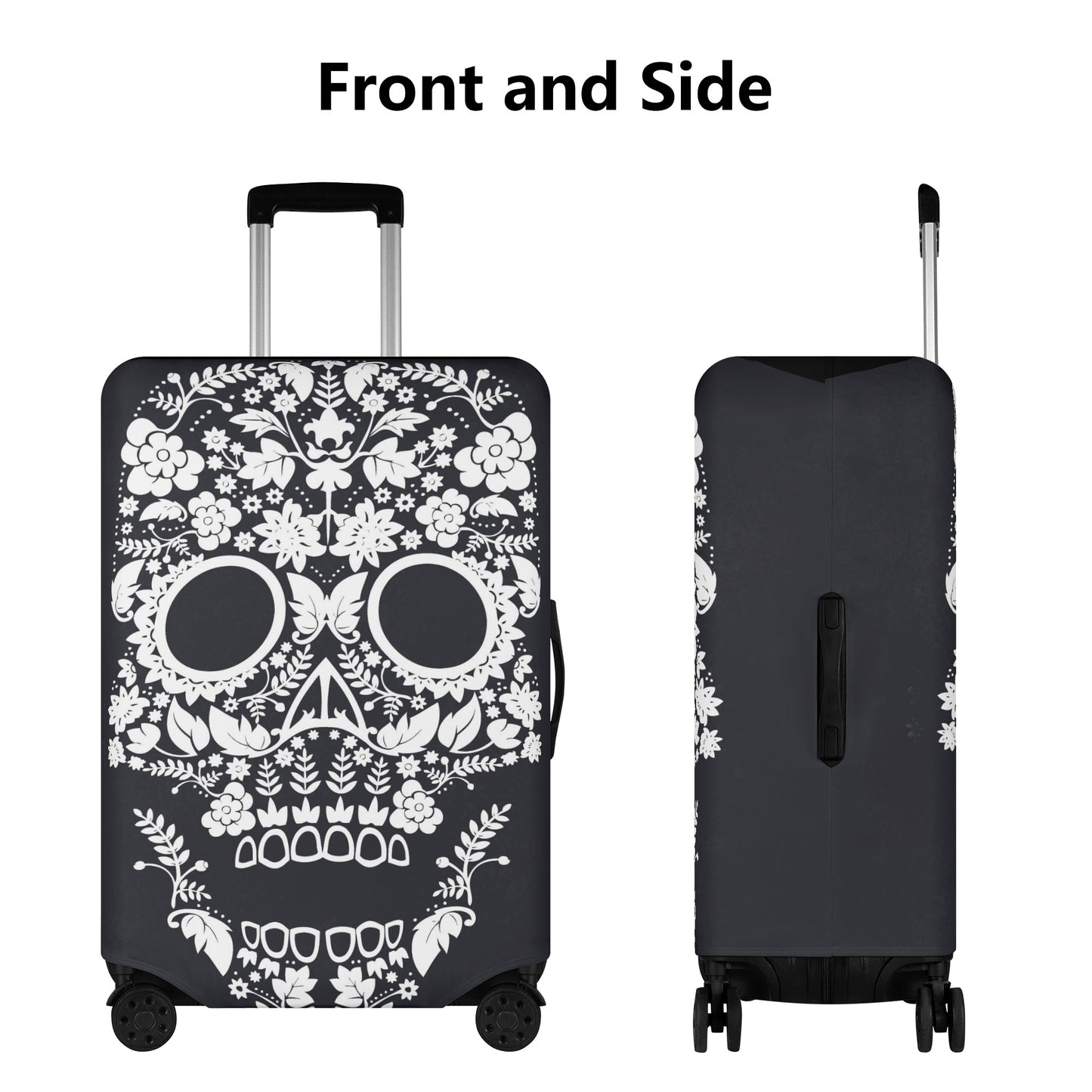 Floral sugar skull calaveras skull Polyester Luggage Cover