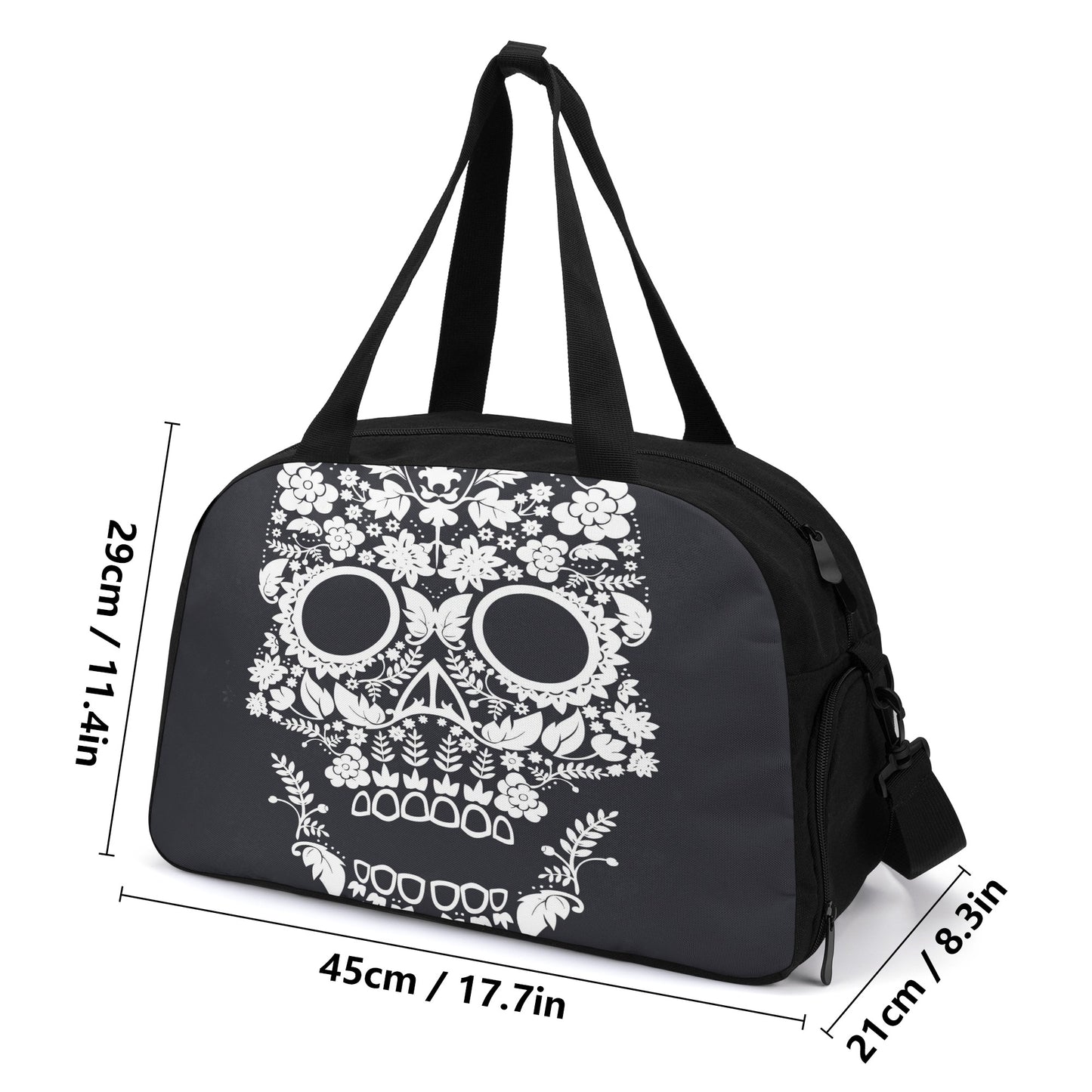 Floral skull Travel Luggage Bag