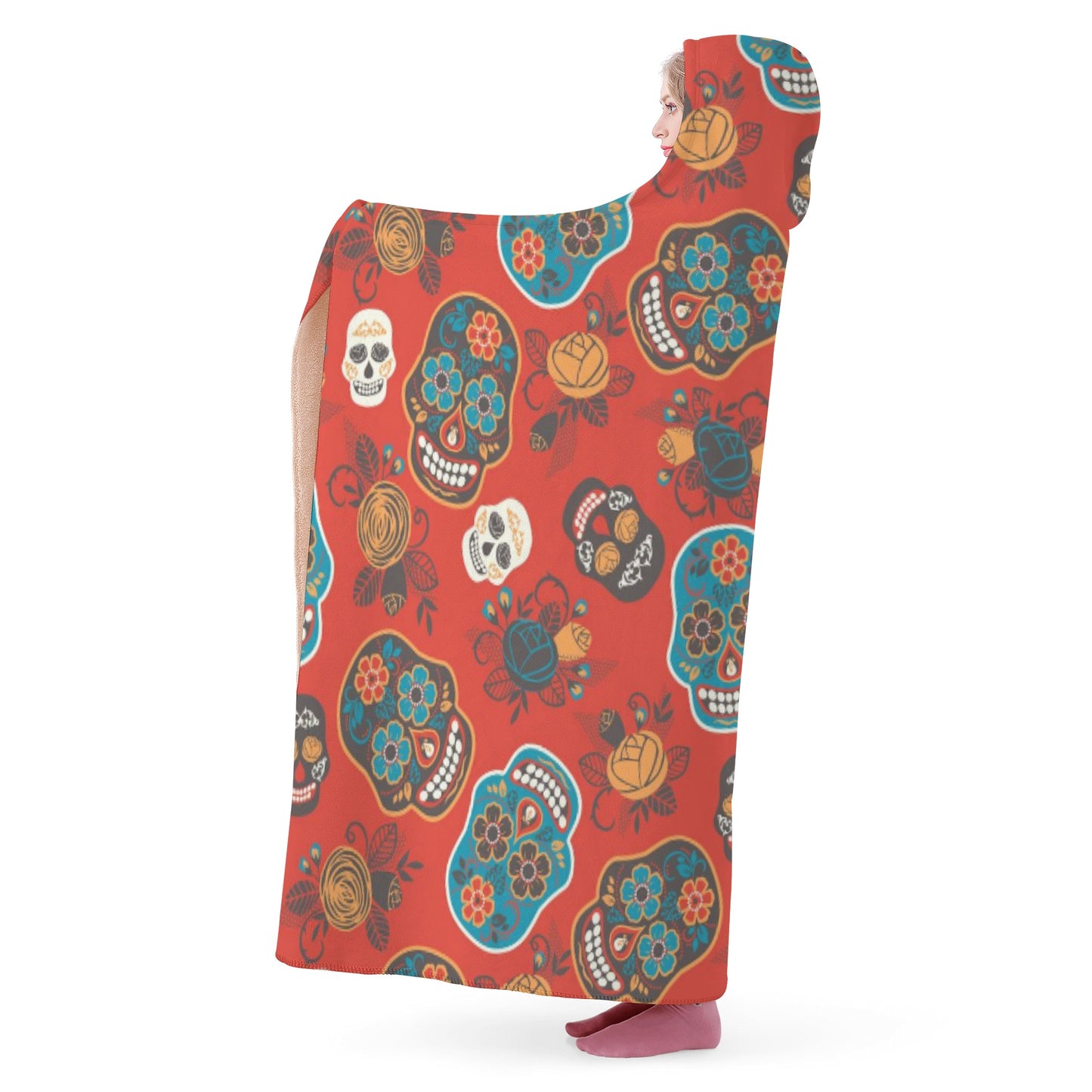 Dia de los muertos candy skull Hooded Blanket