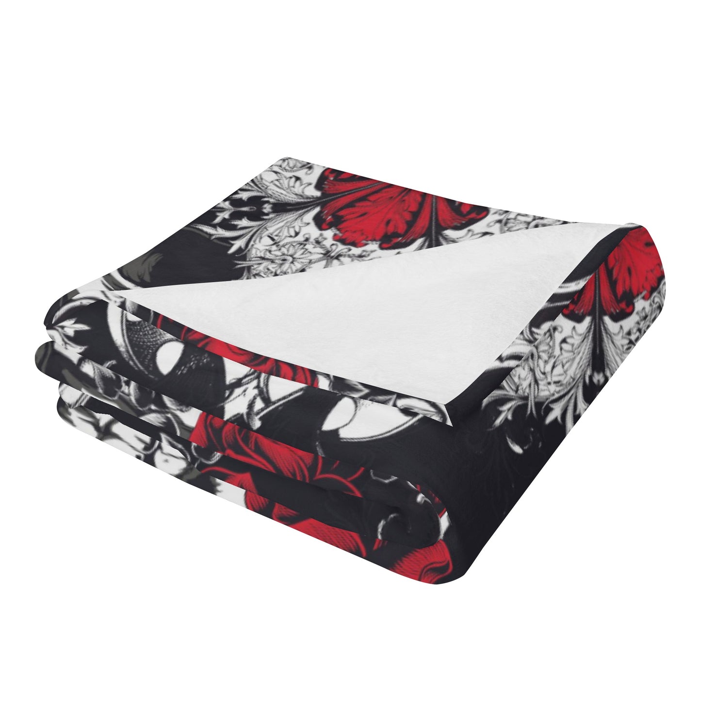 Floral skull pattern Long Vertical Flannel Breathable Blanket 4 Sizes