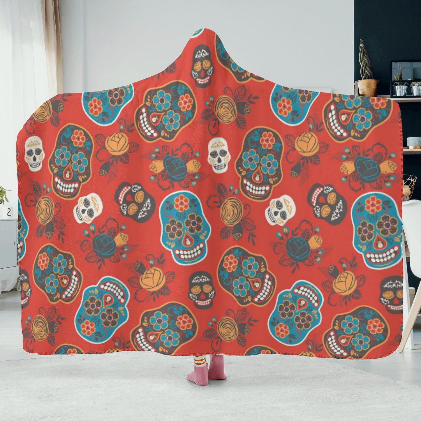 Dia de los muertos candy skull Hooded Blanket