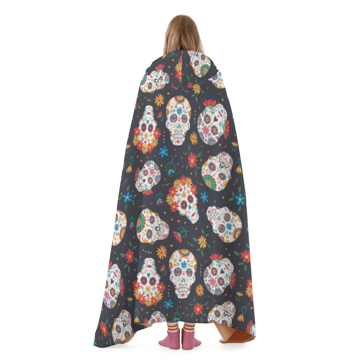 Sugar skull pattern candy skull Hooded Blanket