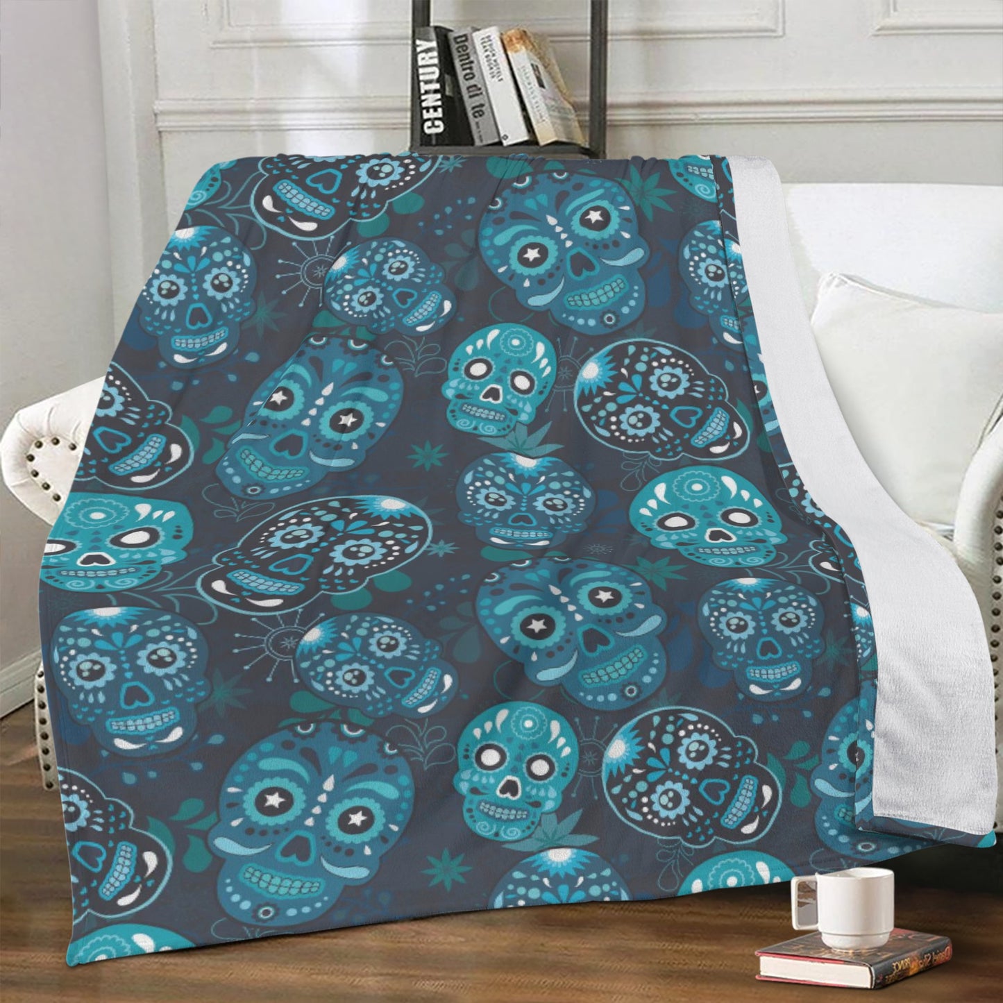 Sugar skull Halloween pattern Blanket Fleece