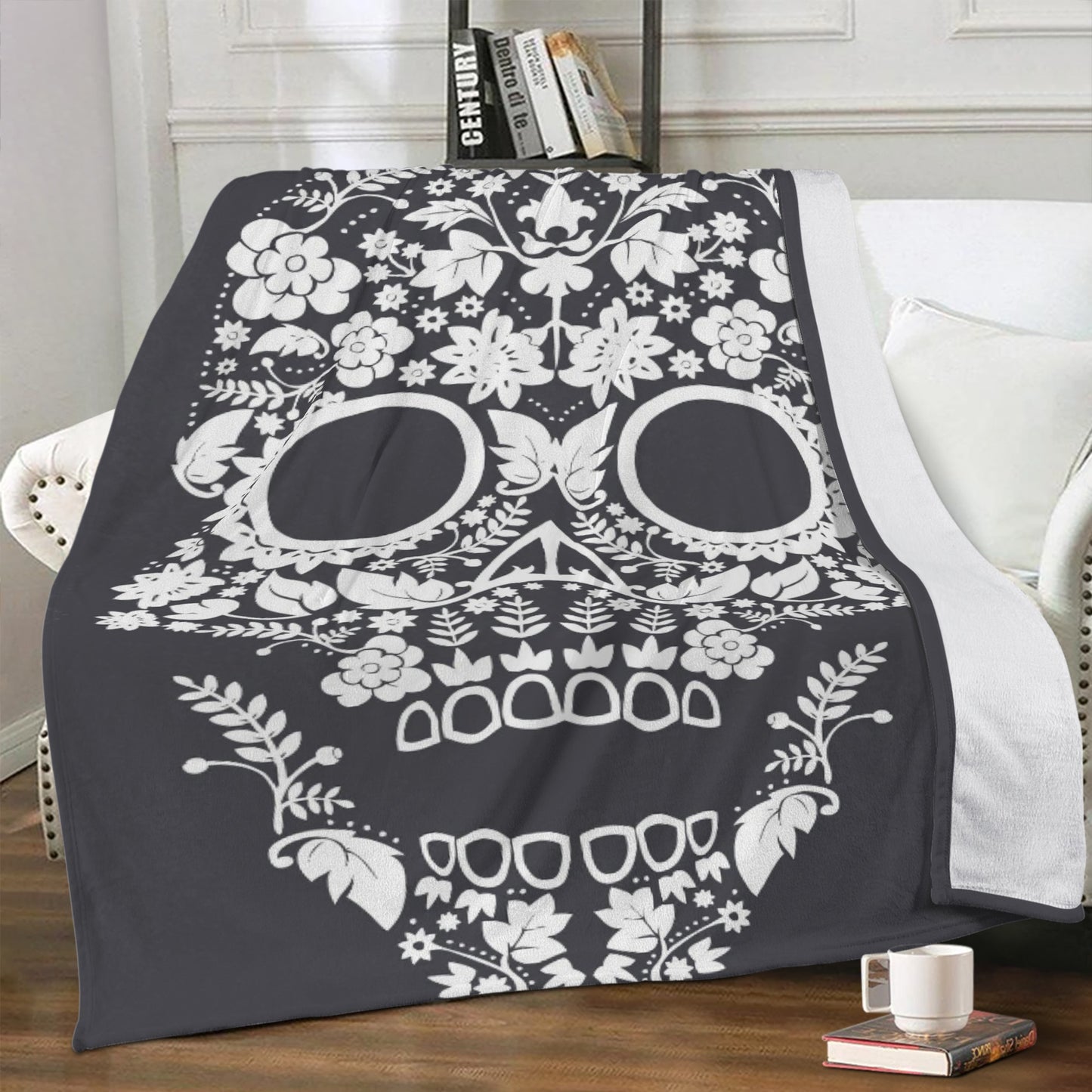 Floral sugar skull Blanket Fleece