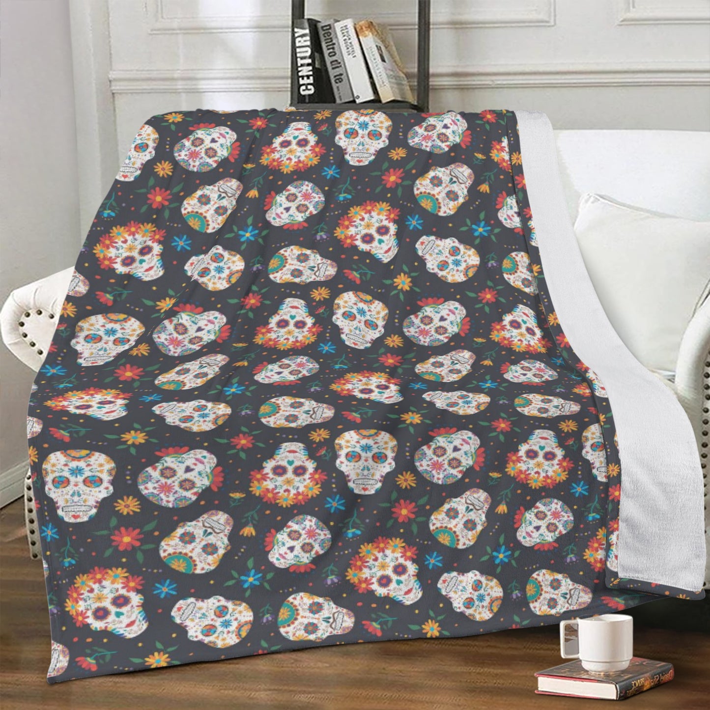 Day of the dead candy skulls pattern Blanket Fleece