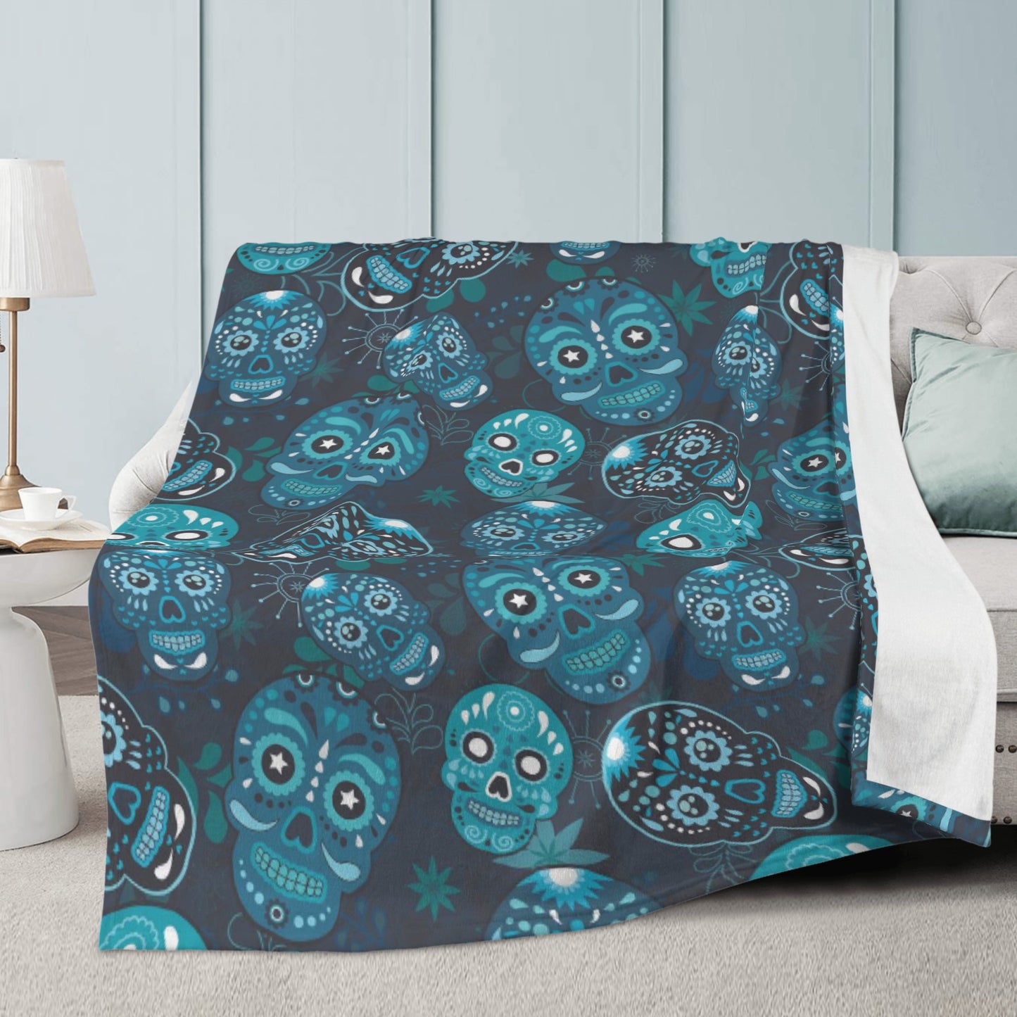 Sugar skull Halloween pattern Blanket Fleece