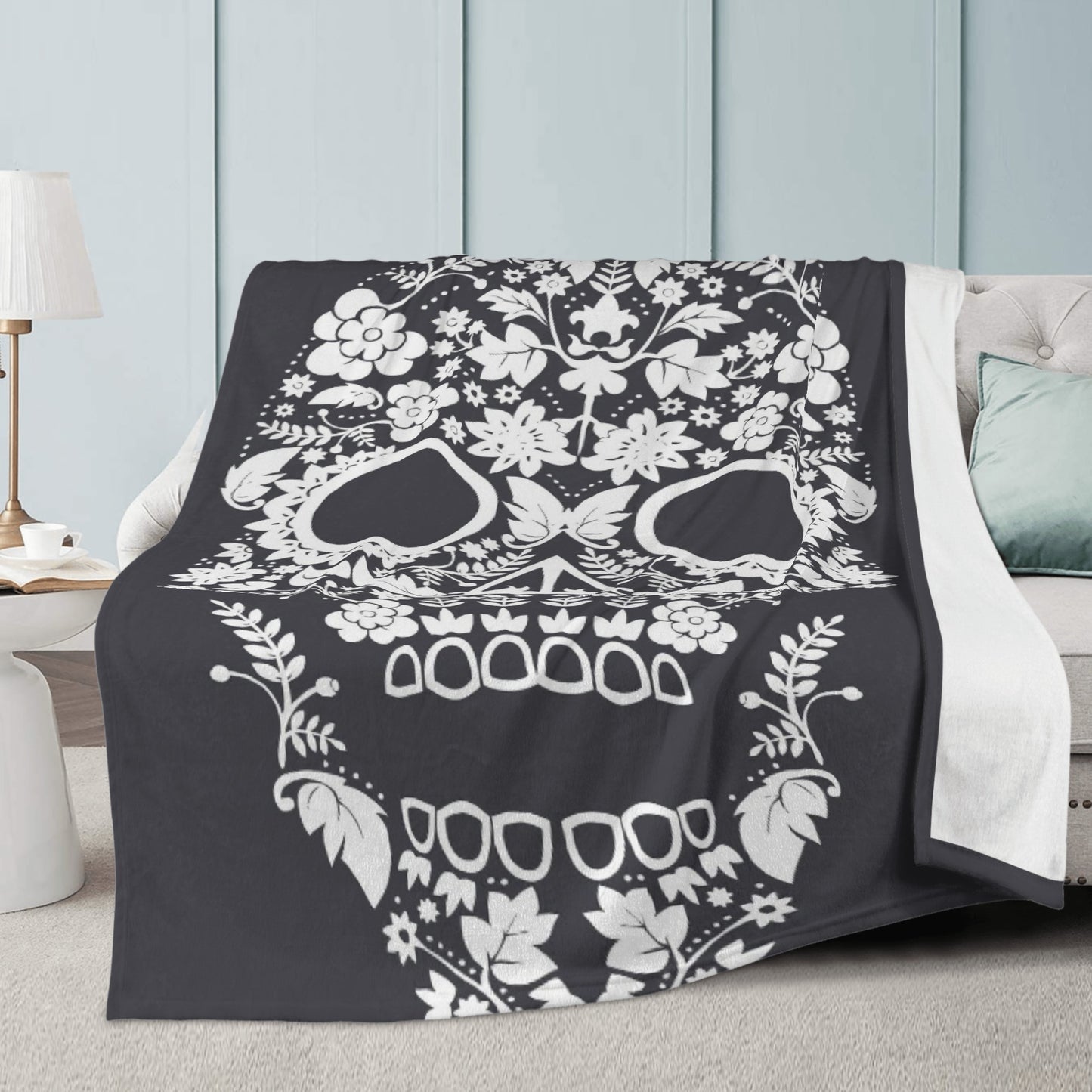 Floral sugar skull Blanket Fleece