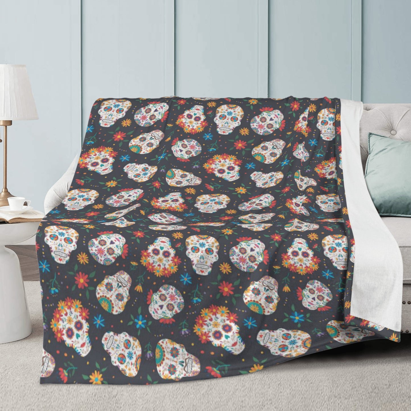 Day of the dead candy skulls pattern Blanket Fleece