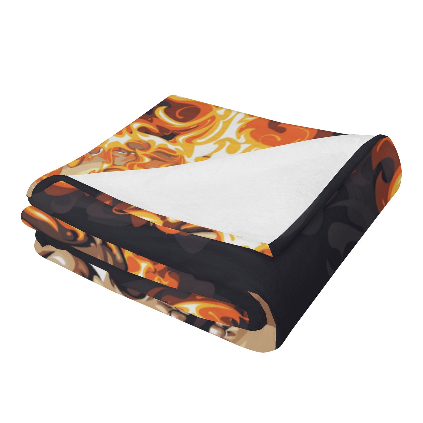 Flaming fire skull Long Vertical Flannel Breathable Blanket 4 Sizes