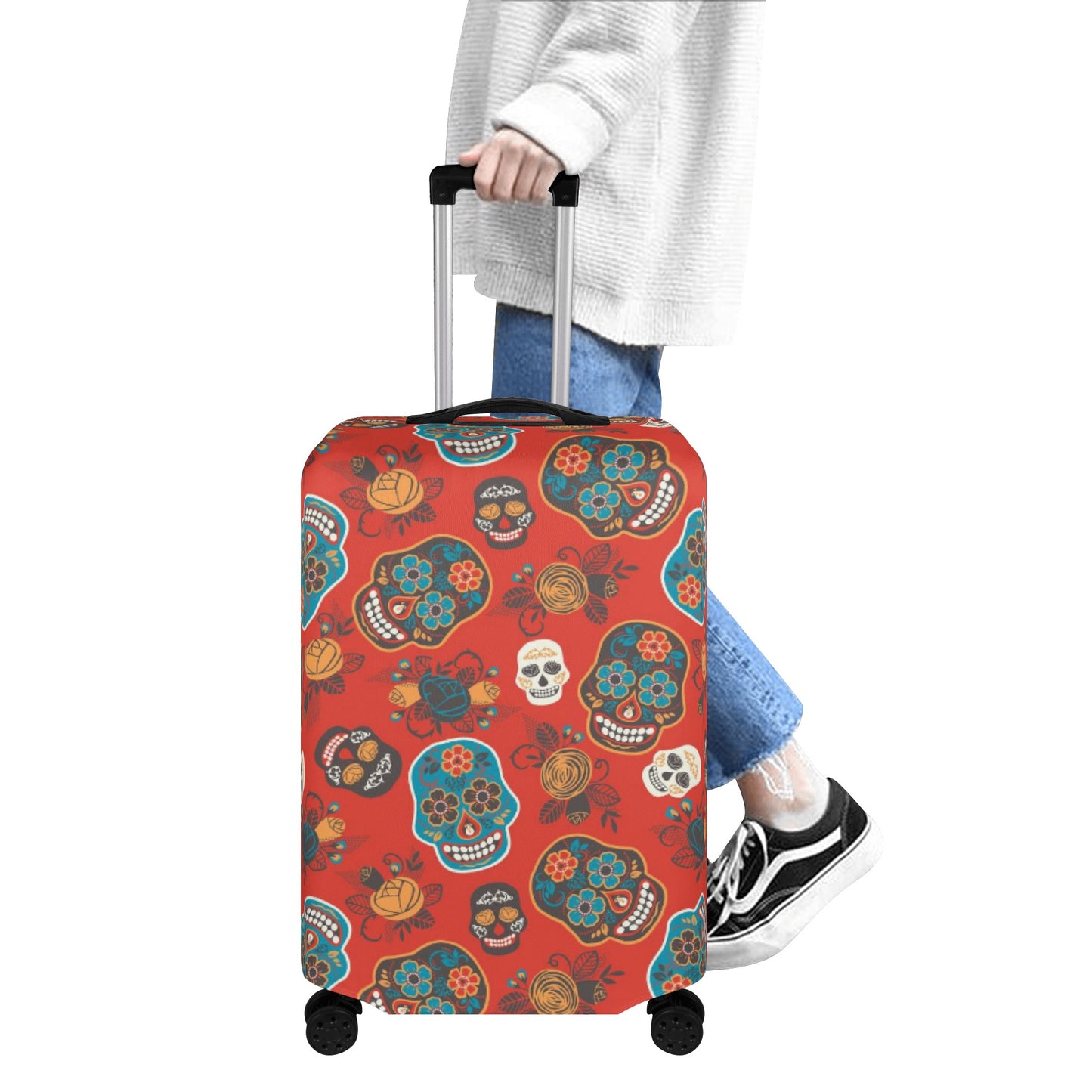 Dia de los muertos suitcase cover Polyester Luggage Cover