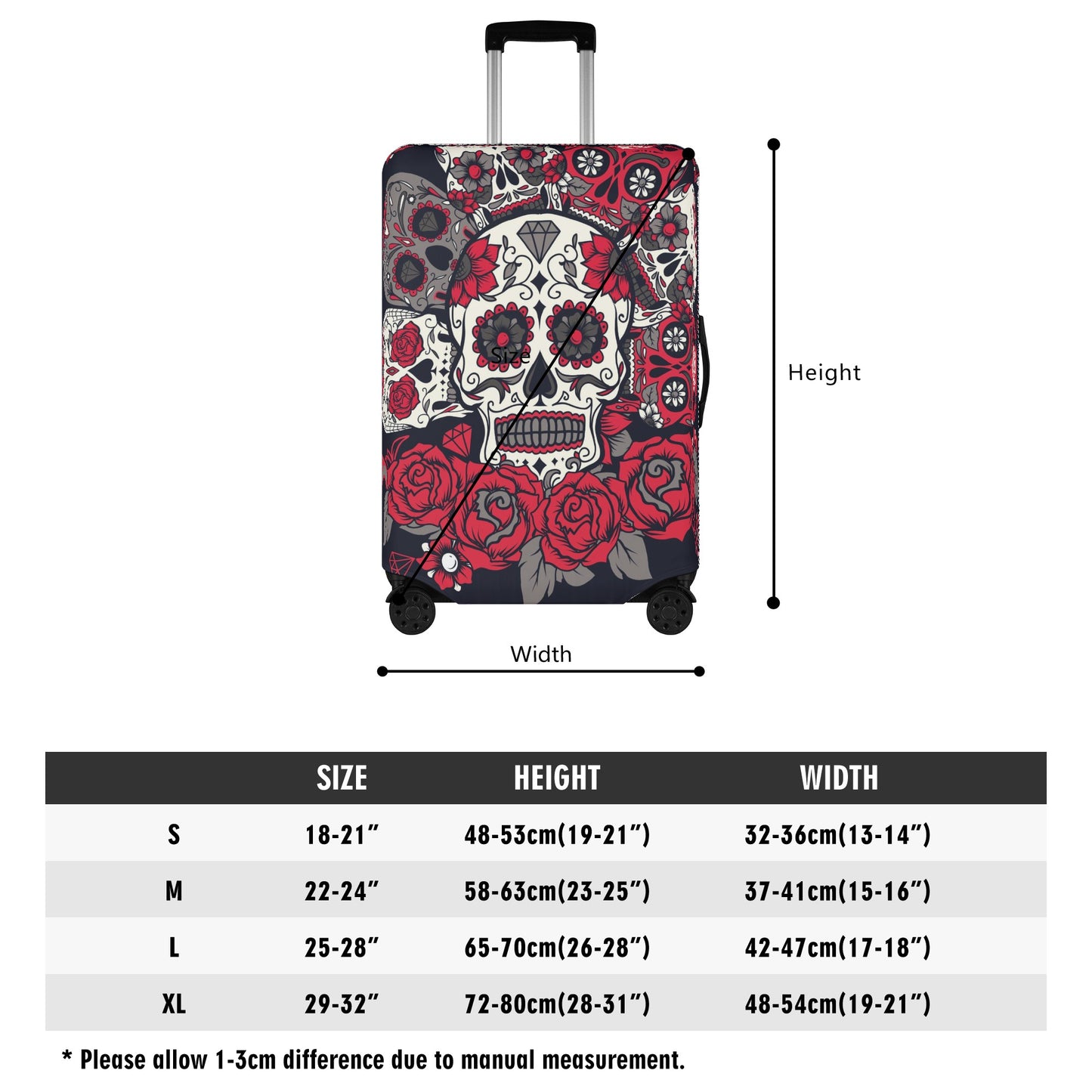 Floral sugar skull suitcase cover Polyester Luggage Cover