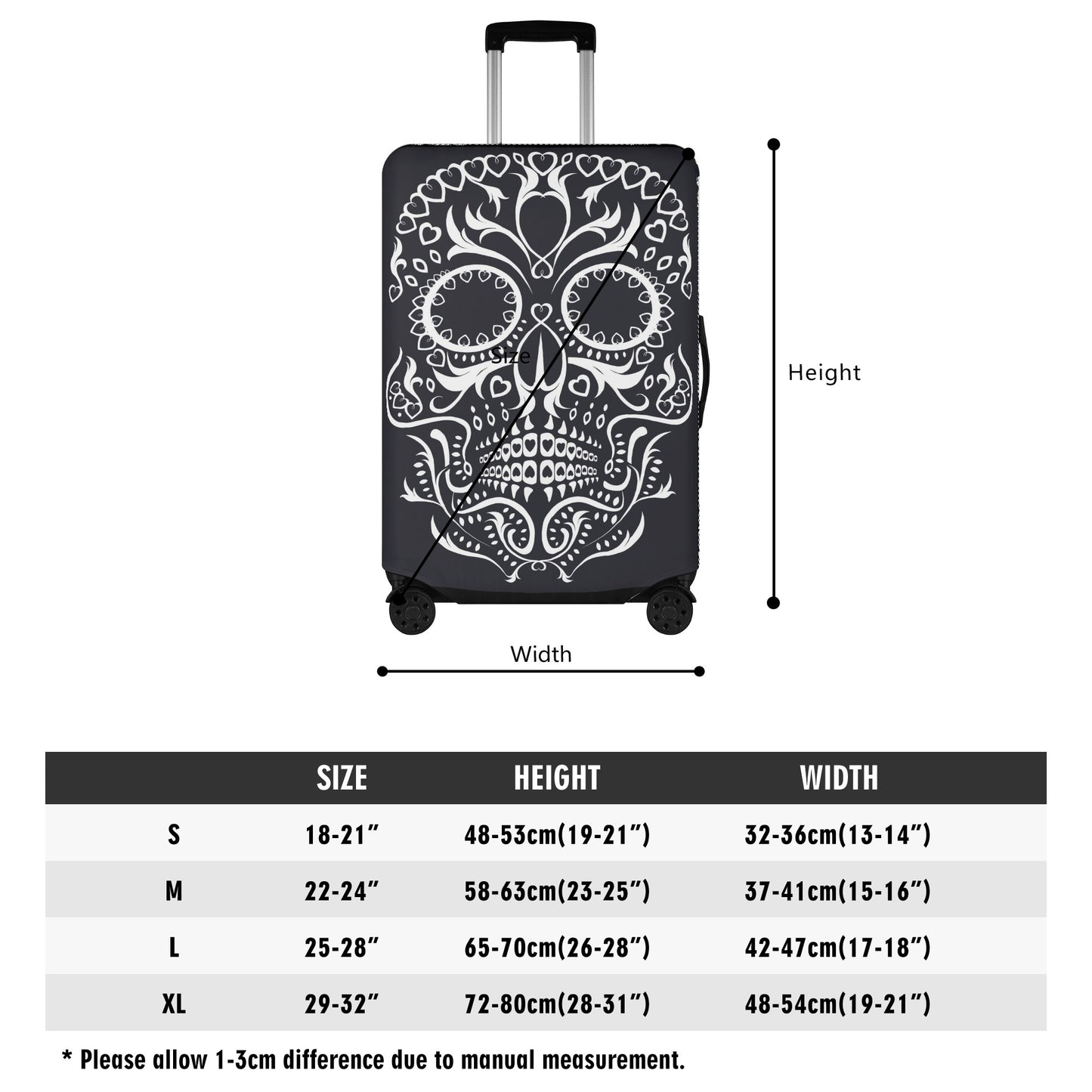 Day of the dead mexican skull suitcase cover Polyester Luggage Cover