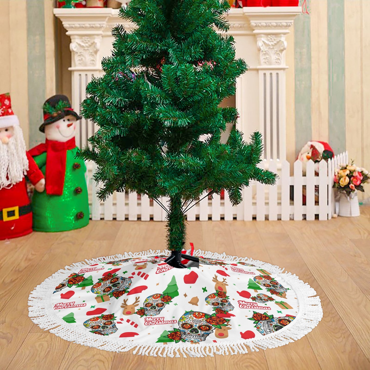 Sugar skull Fringed Christmas Tree Skirts