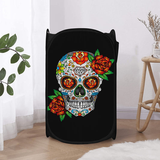 Sugar skull rose candy skull Laundry Hamper