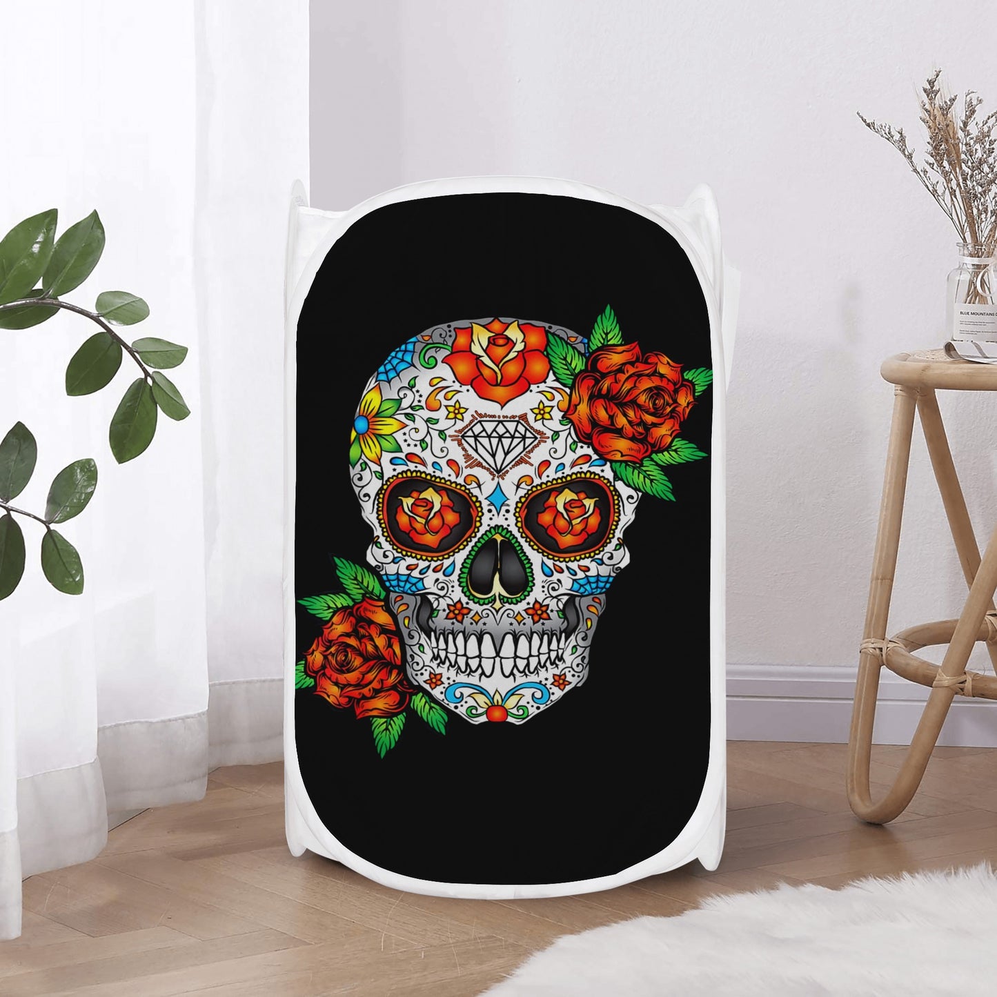 Sugar skull rose candy skull Laundry Hamper