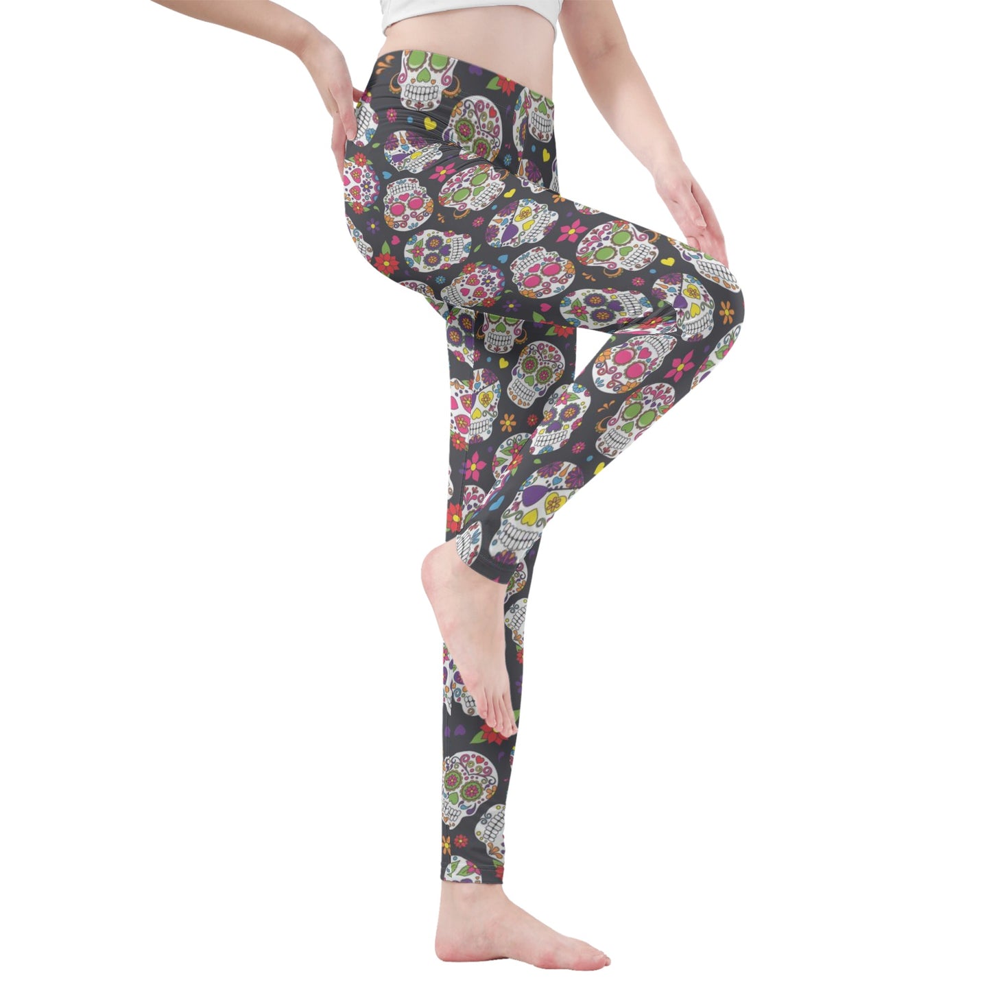 Skull Calaveras candy skull Women's Leggings