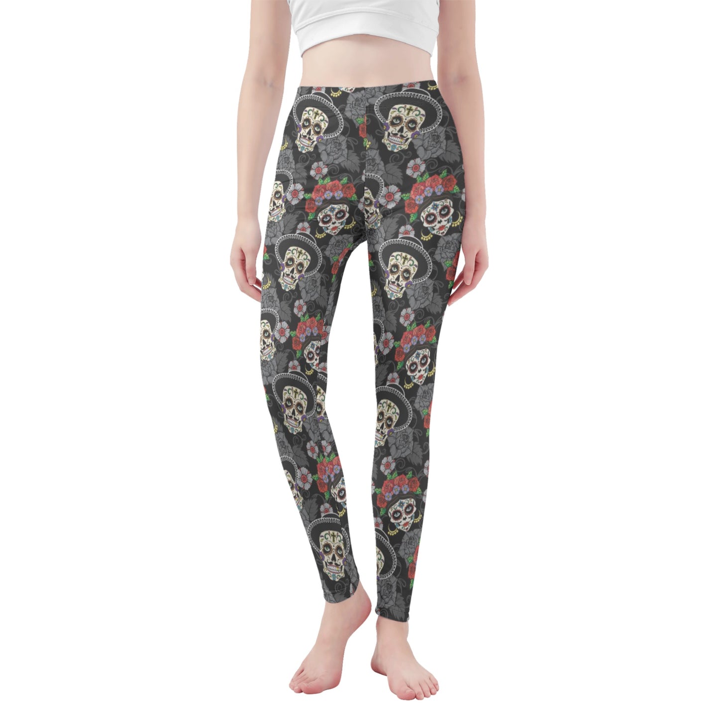 Sugar skull skeleton day of the dead Women's Leggings