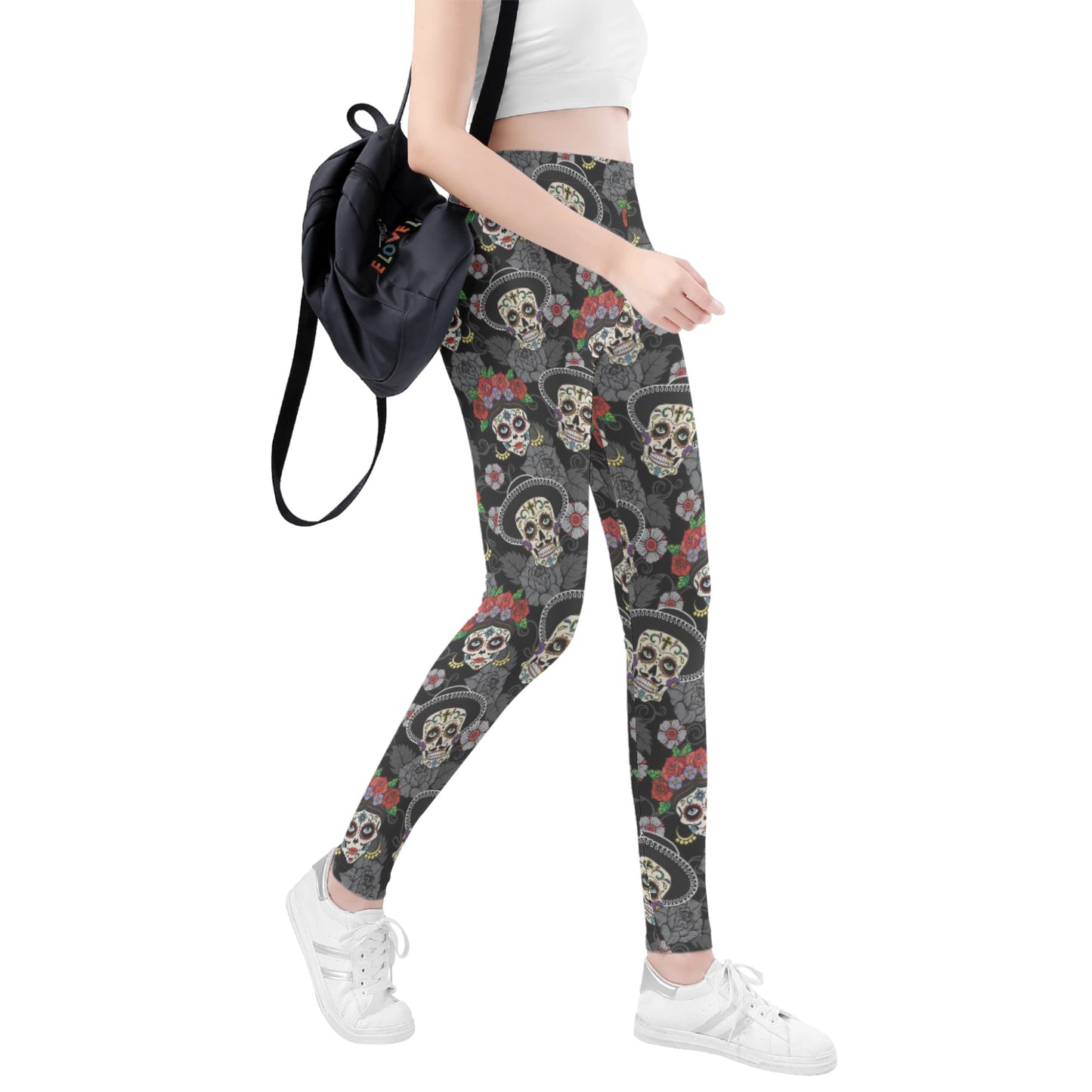 Sugar skull skeleton day of the dead Women's Leggings