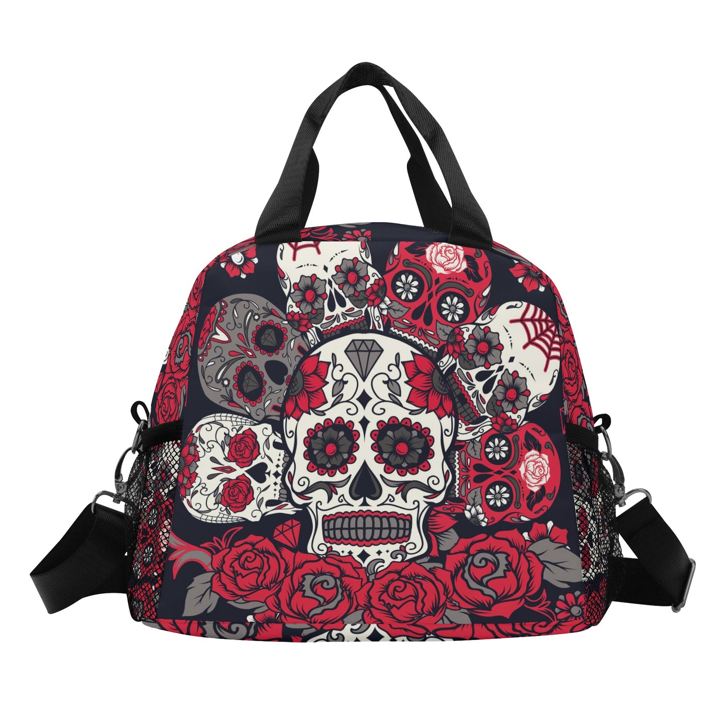 All Floral sugar skull pattern Over Printing Lunch Bag