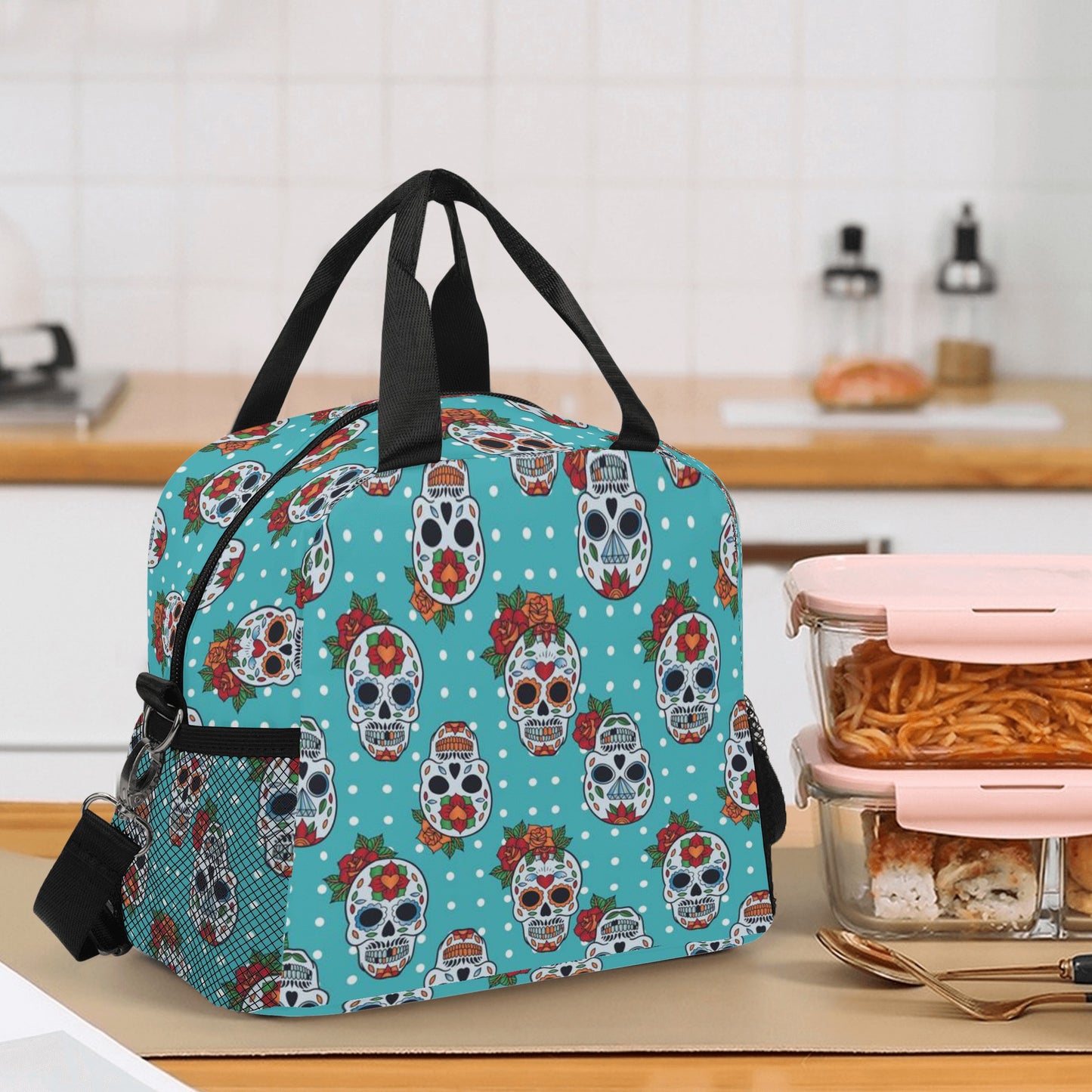 All Rose sugar skull pattern Over Printing Lunch Bag