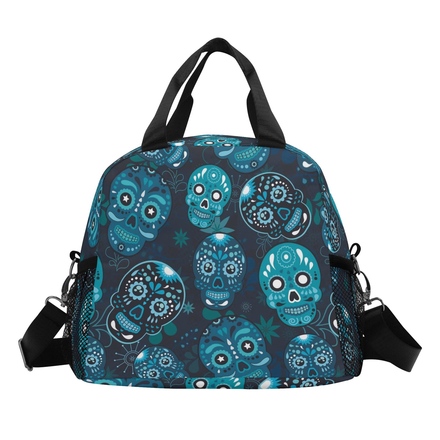 All Sugar skull dia de los muerts pattern Over Printing Lunch Bag