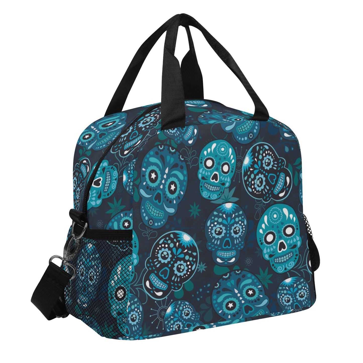 All Sugar skull dia de los muerts pattern Over Printing Lunch Bag