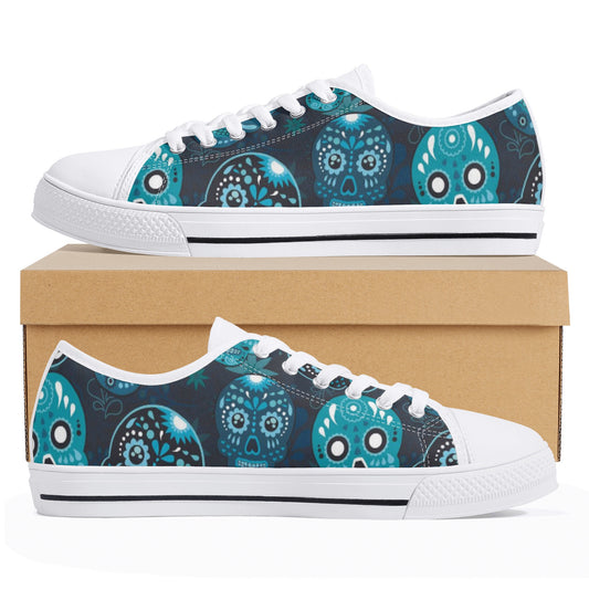 Sugar skull day of the dead pattern Women's Low Top Canvas Shoes